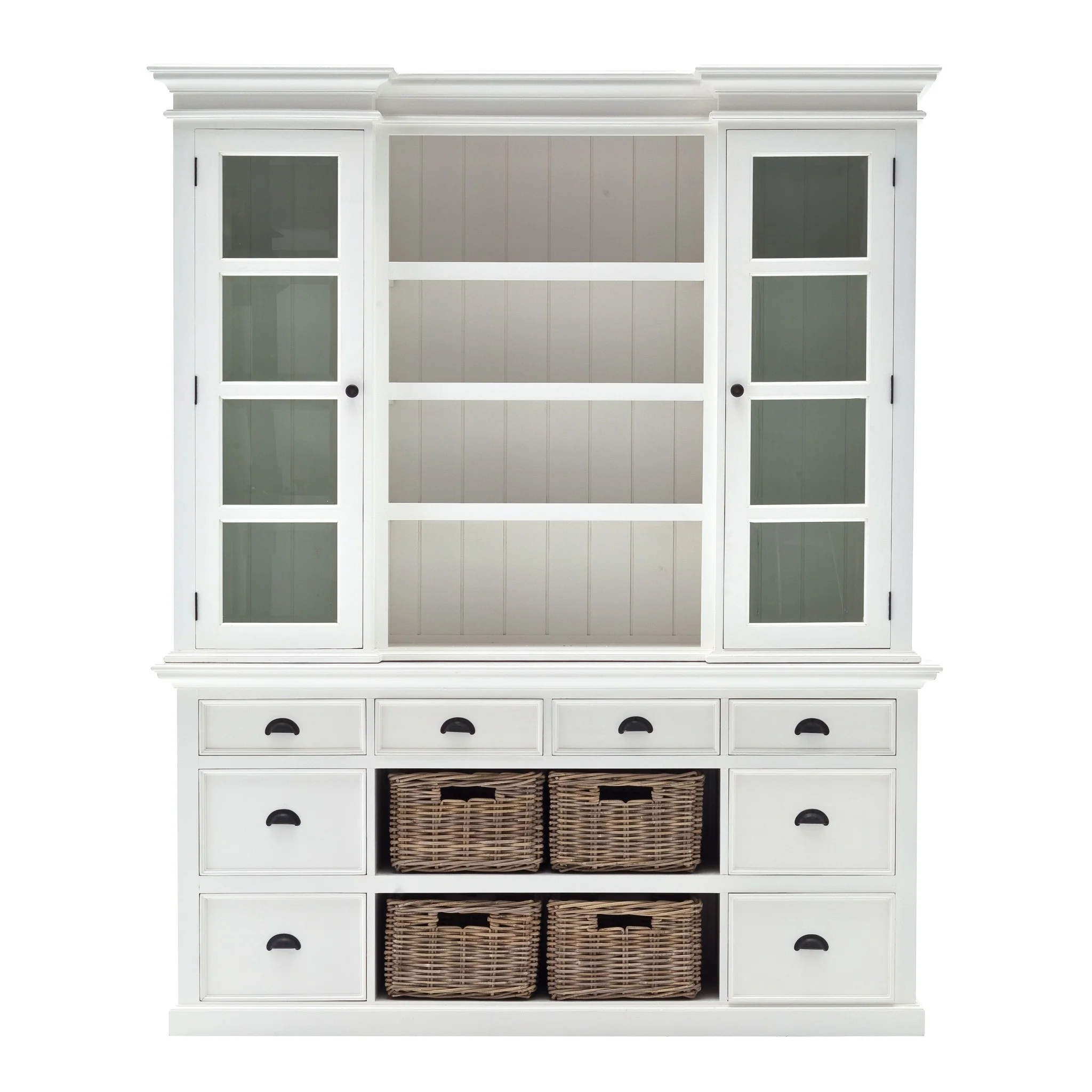 Classic White Library Hutch with Basket Set By Homeroots