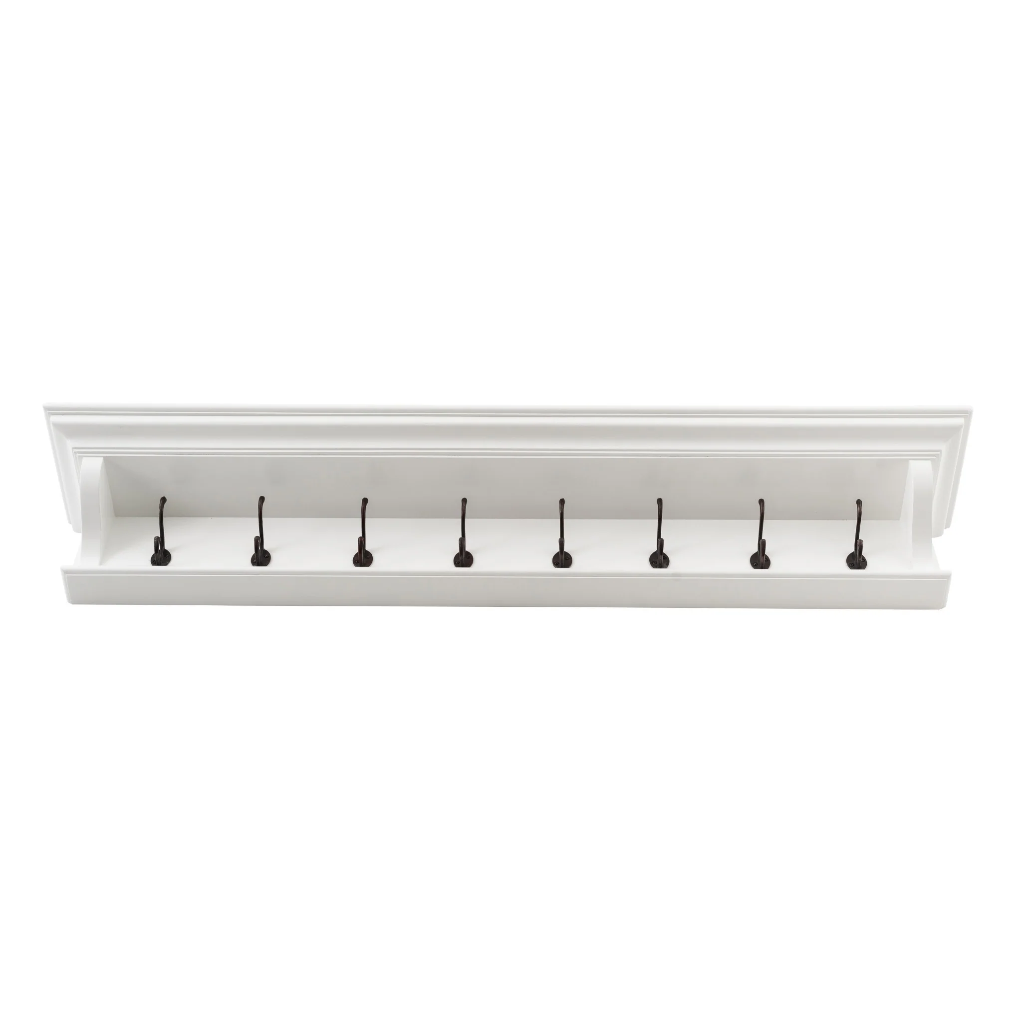 Classic White Wood Wide Eight Hook Coat Rack By Homeroots