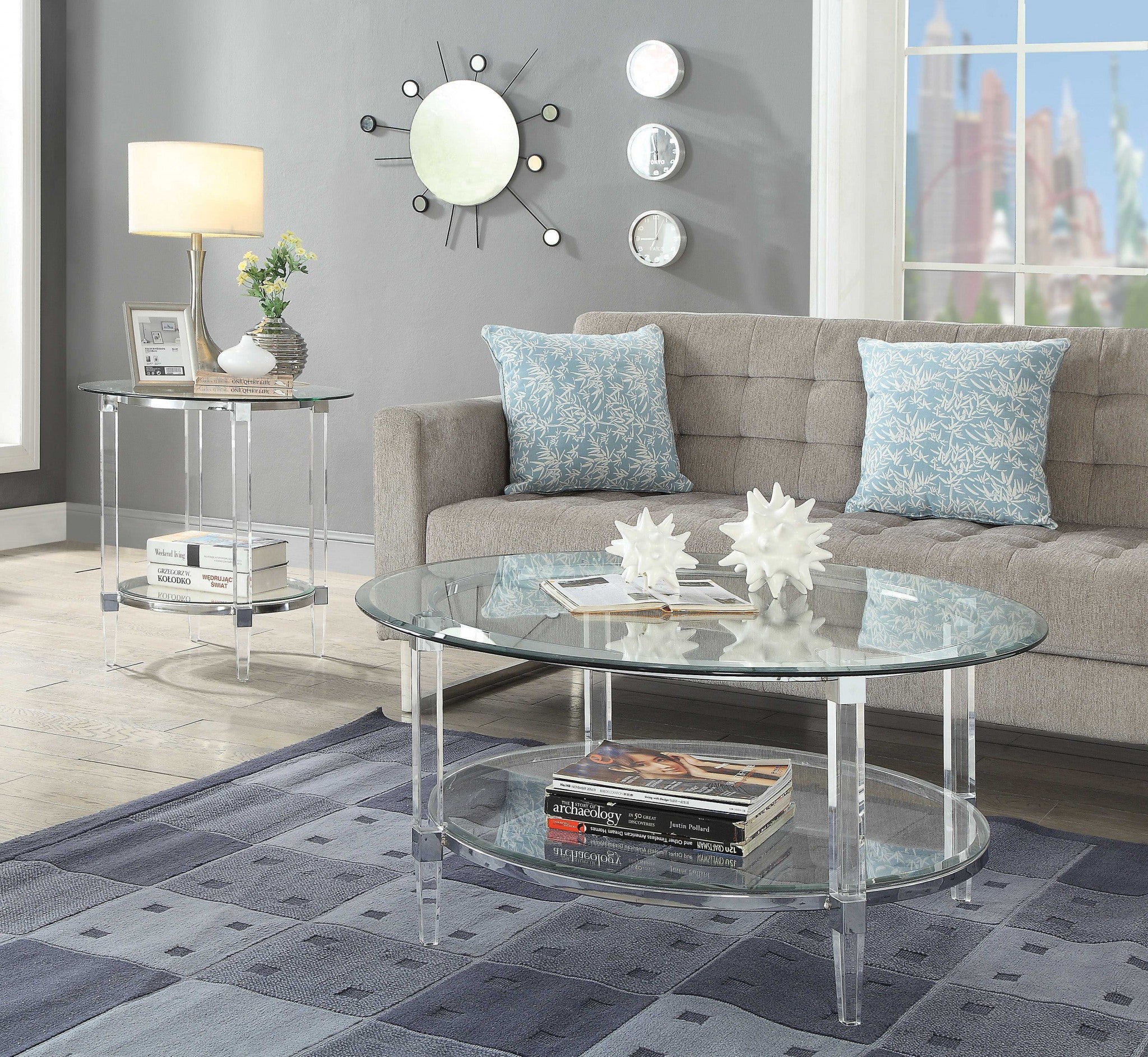 Clear Acrylic Chrome And Clear Glass Coffee Table By Homeroots - 318990