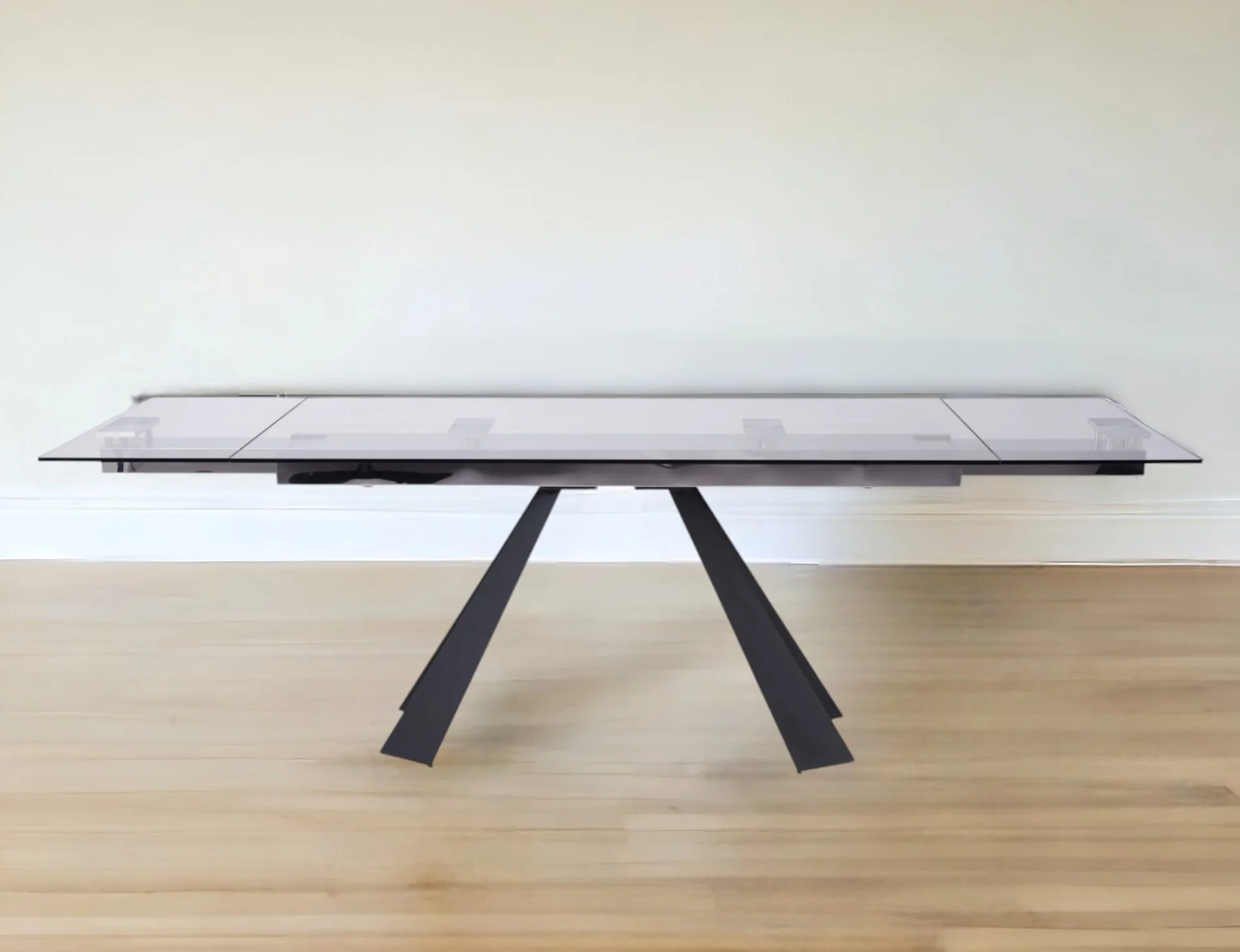 Clear And Black Glass And Metal Drop Leaf Pedestal Base Dining Table By Homeroots