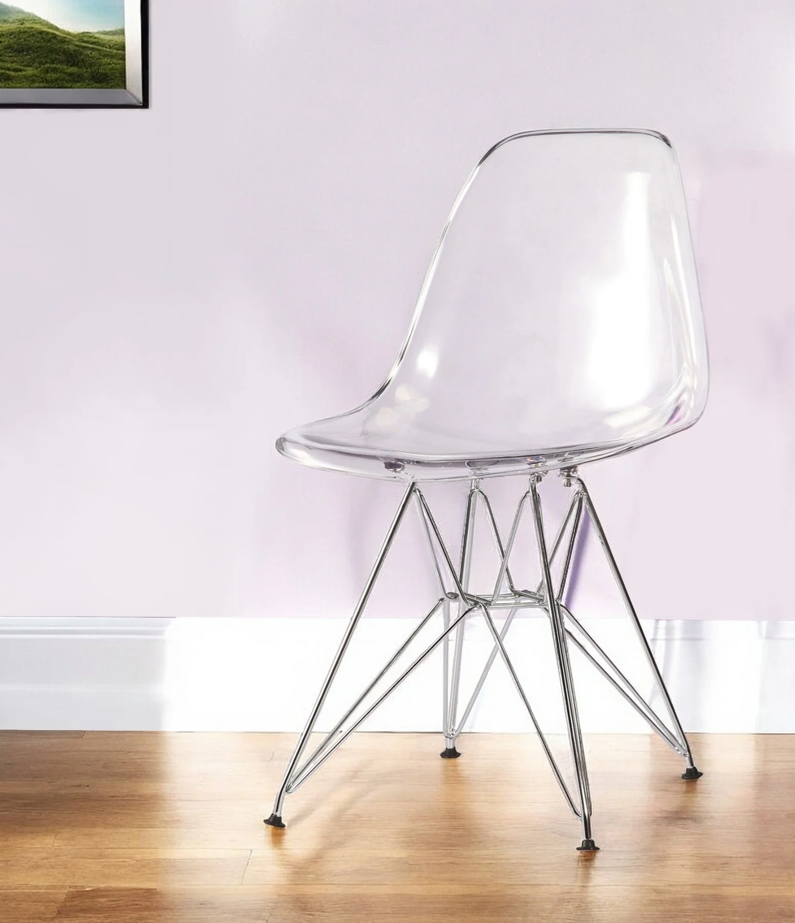 Clear and Silver Steel Dining Side Chair By Homeroots