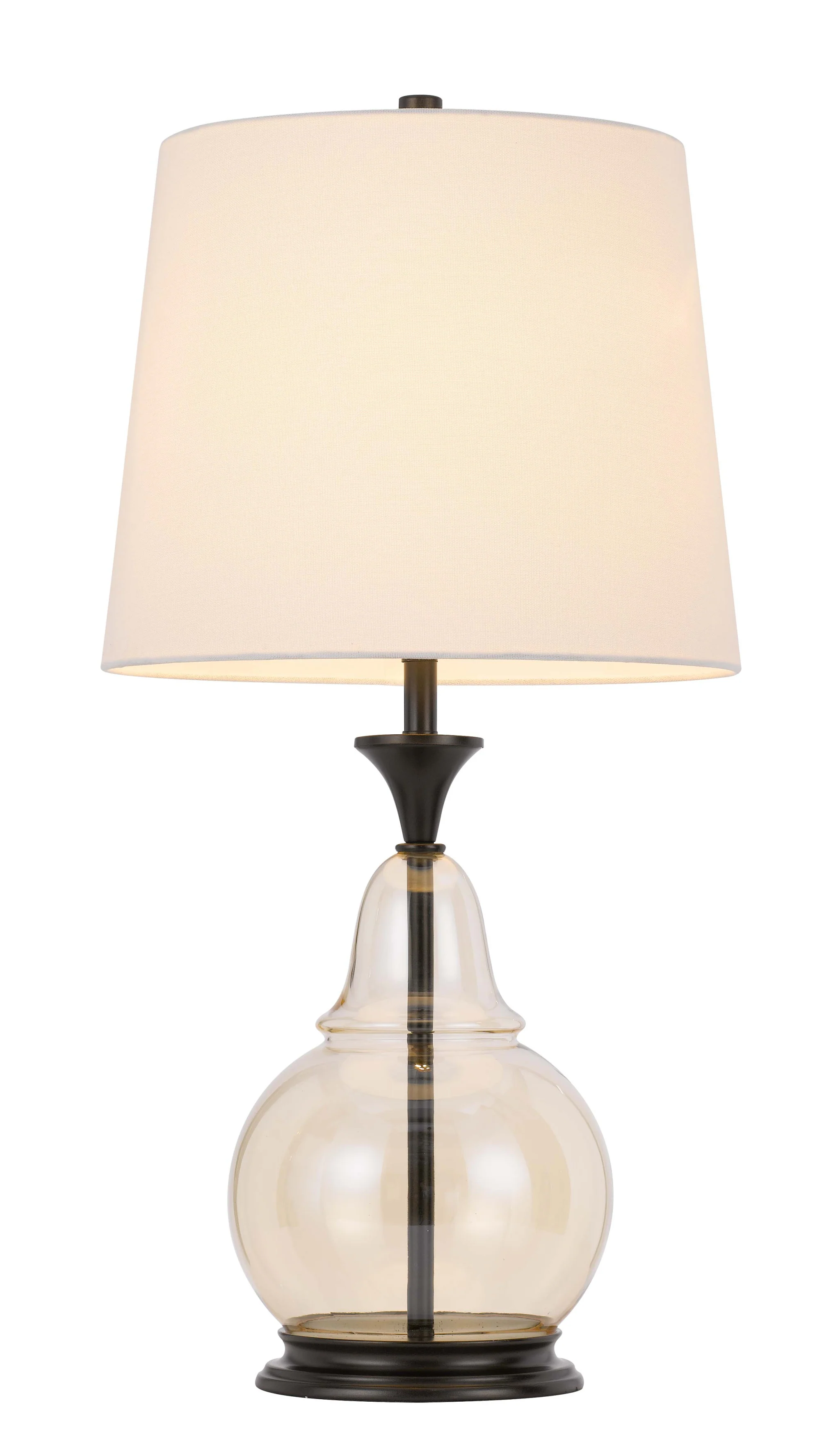 Clear Metal Table Lamp With White Empire Shade By Homeroots