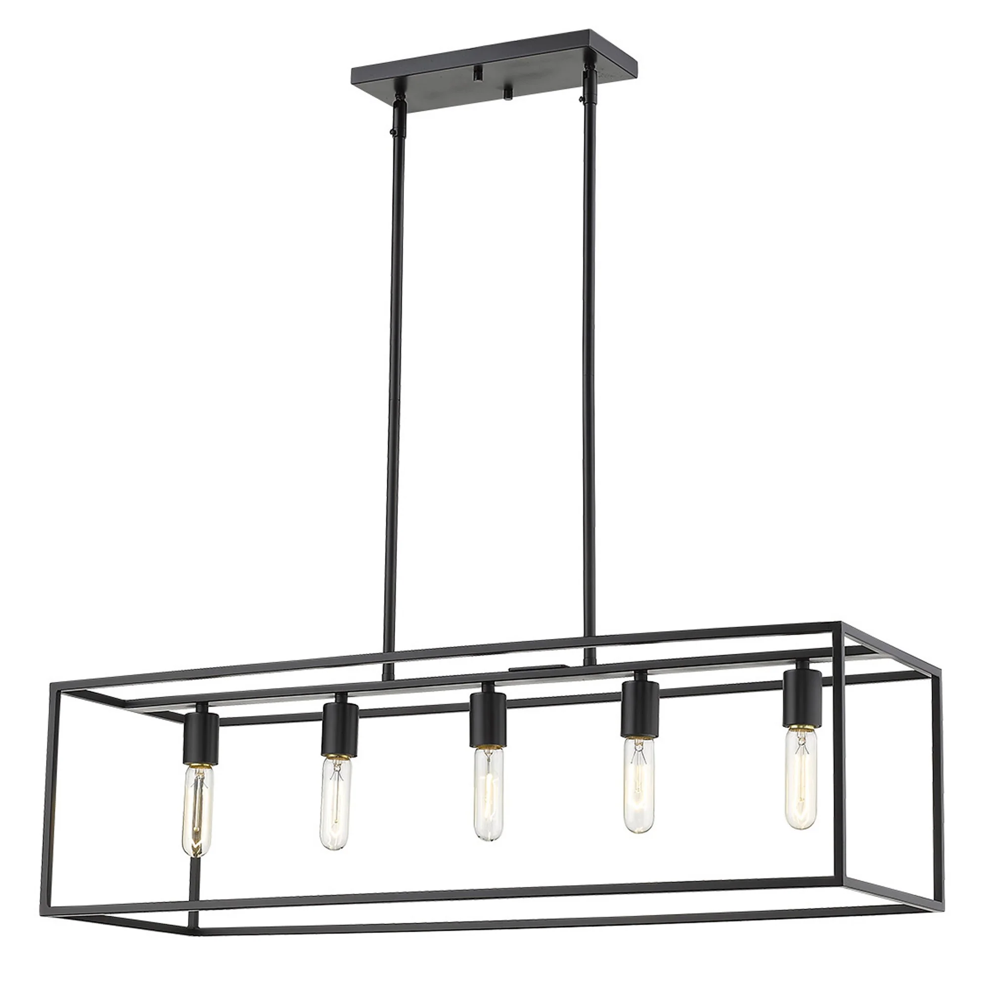 Cobar 5-Light Matte Black Island Pendant By Homeroots