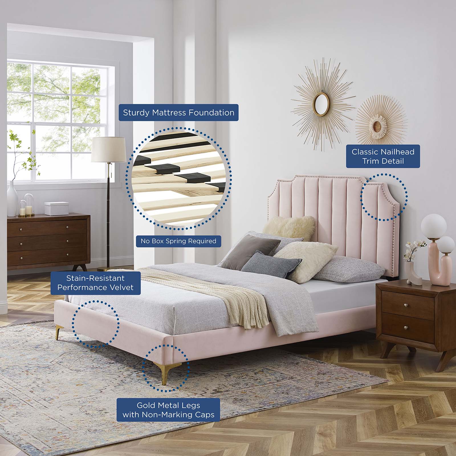 Colette Full Performance Velvet Platform Bed By Modway - MOD-6888 - Image 89