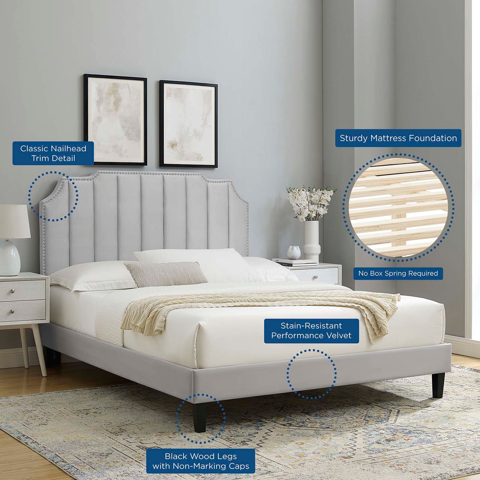 Colette Full Performance Velvet Platform Bed By Modway - MOD-6890 - Image 41