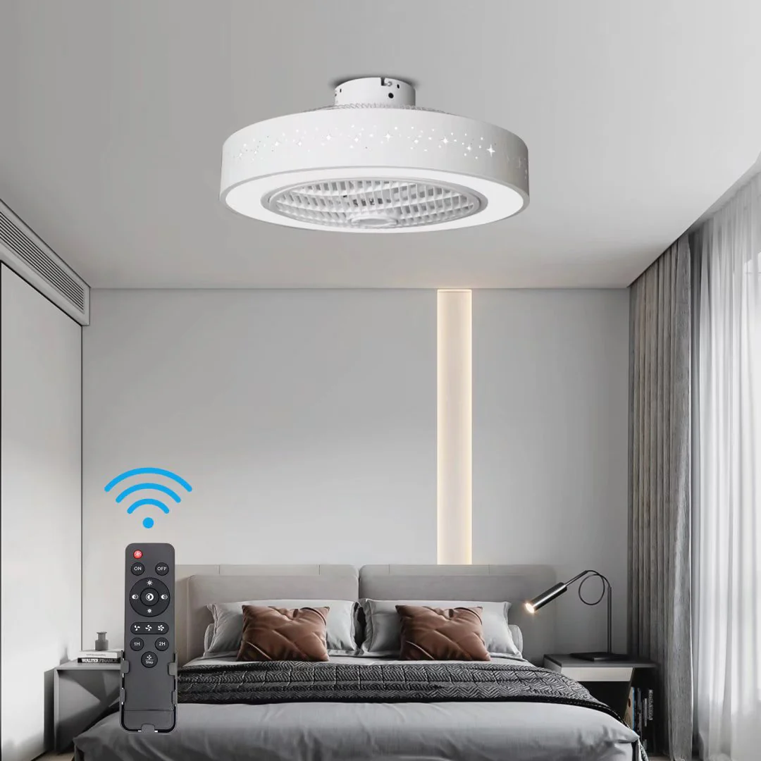 Compact Ceiling Fan and Light With Star Detailing By Homeroots