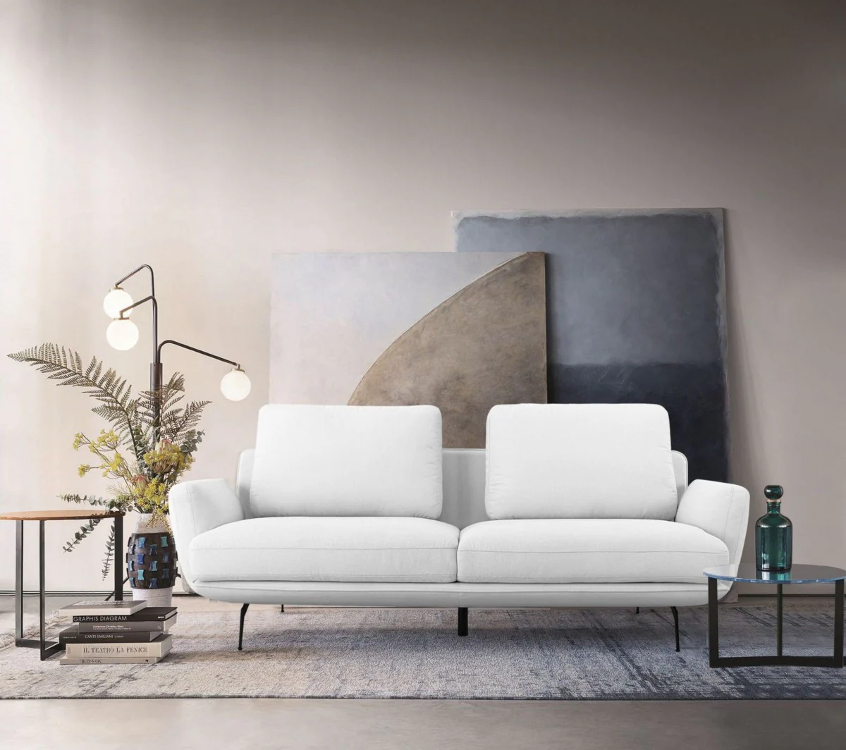 Contempo Retro 89" Creamy Off White Loveseat By Homeroots
