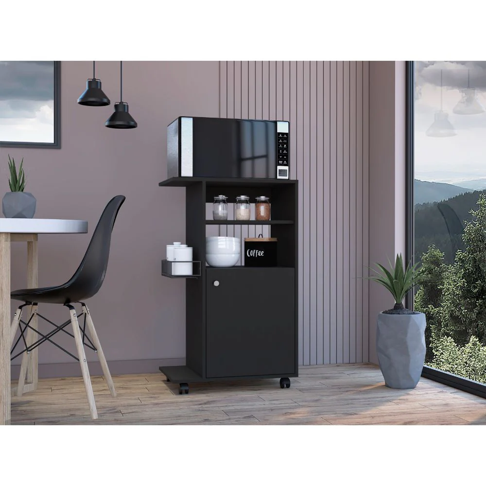 Contemporary Black Rolling Kitchen Cart By Homeroots