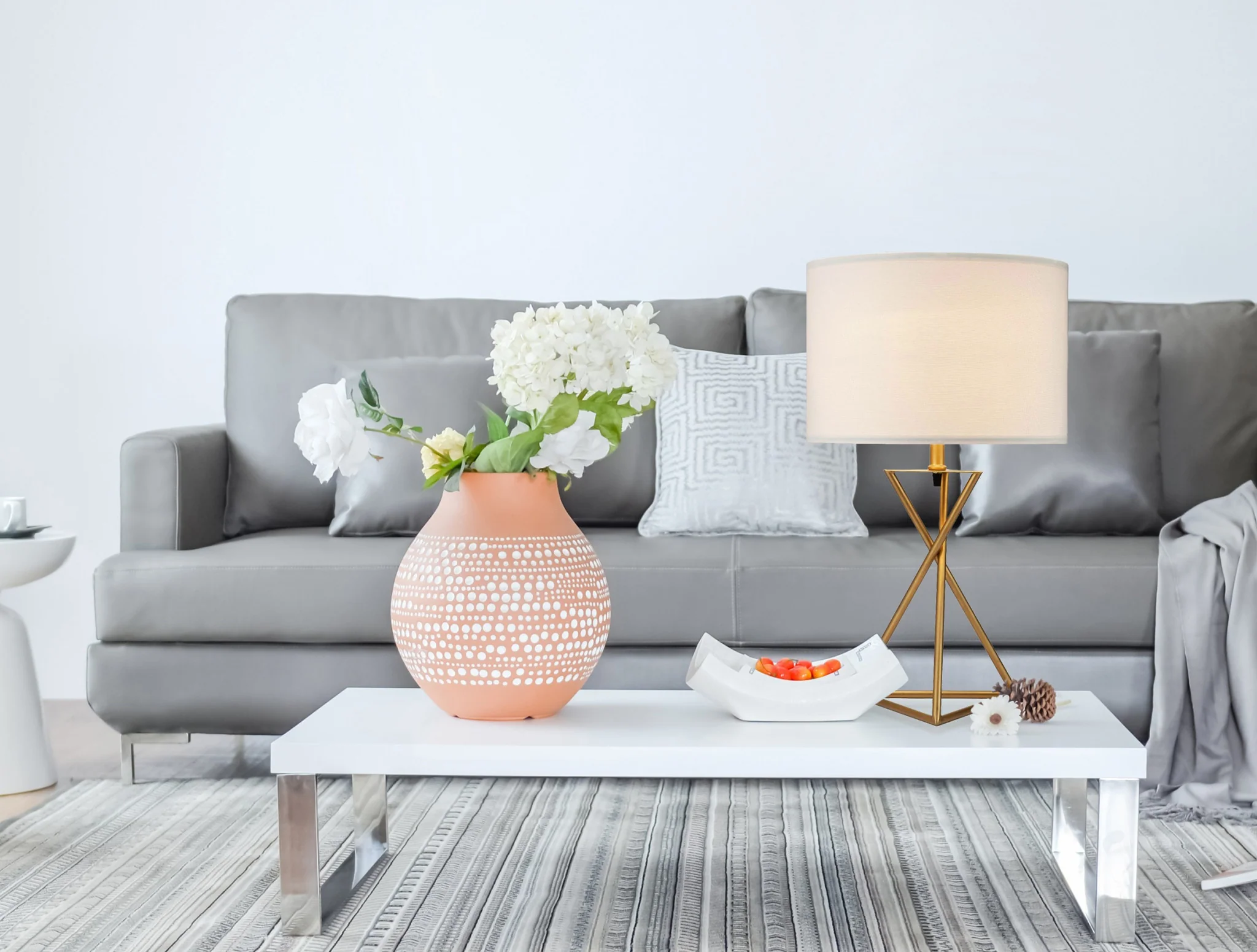 Contemporary Gold Geo Table Lamp with White Shade By Homeroots