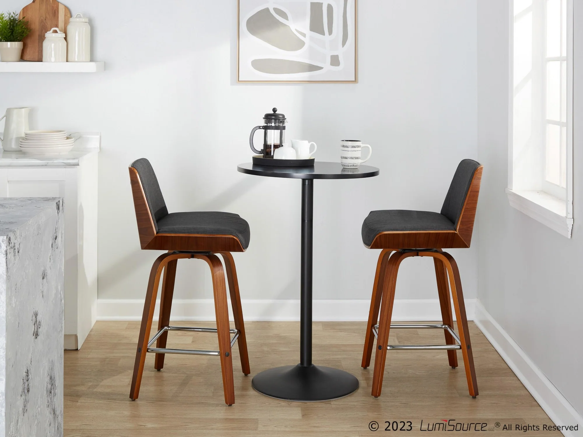 Corazza 26" Fixed-Height Counter Stool - Set of 2 By LumiSource - B26-CRZZFB-GRTZS2 WLWLCHAR2