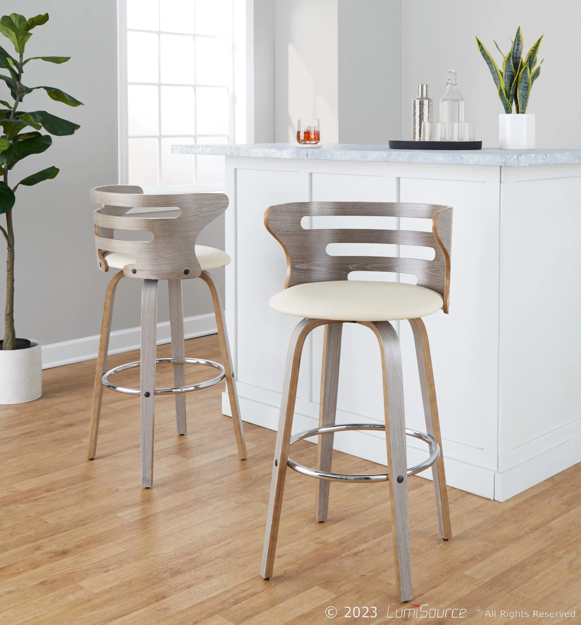 Cosini 30" Fixed-Height Barstool - Set of 2 By LumiSource - B30-COSIPU-GRTZR2 LGYLGYBK2 - Image 11
