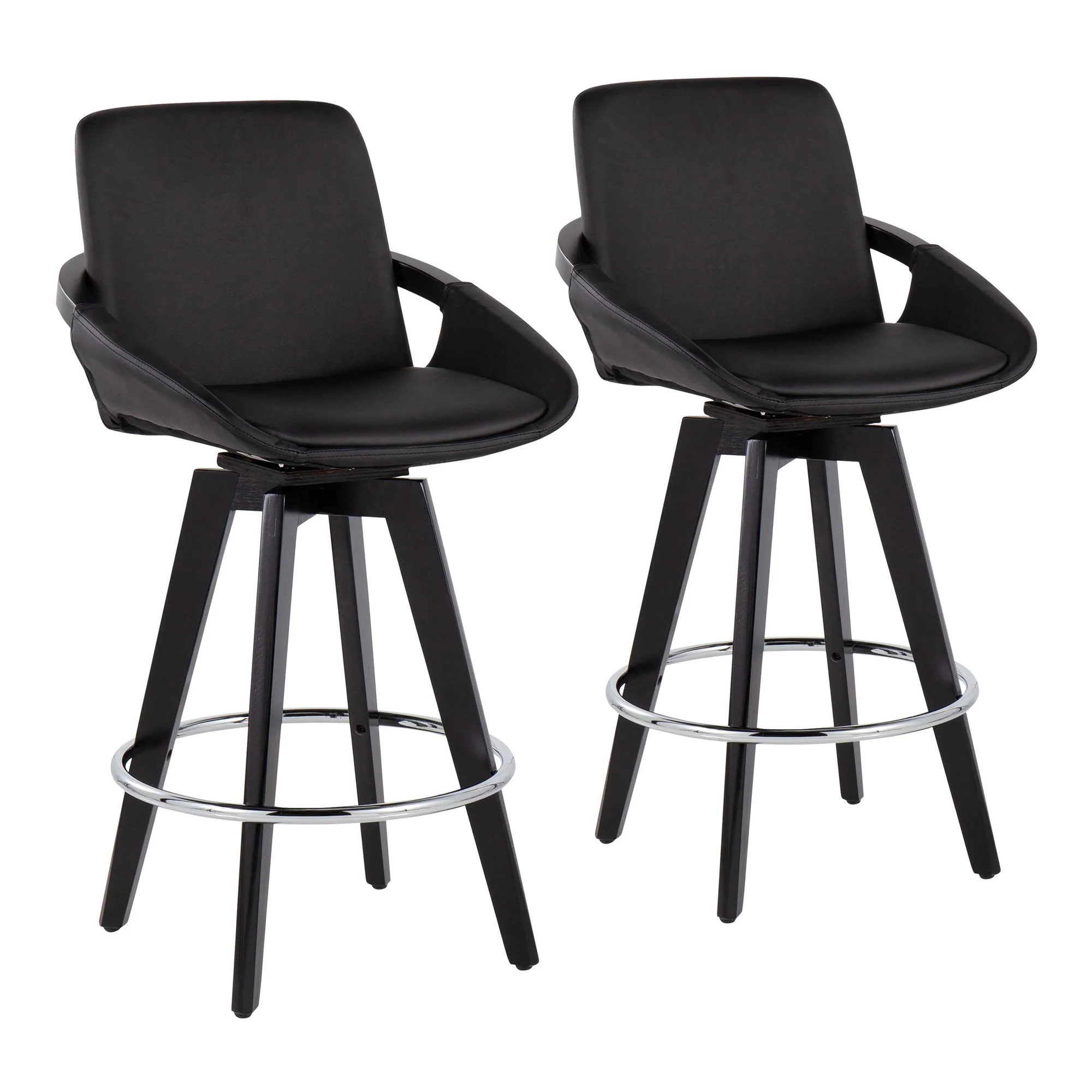Cosmo Swivel Fixed-Height Counter Stool - Set of 2 Black By LumiSource - B26-COSMO2-SWVR BKBK2