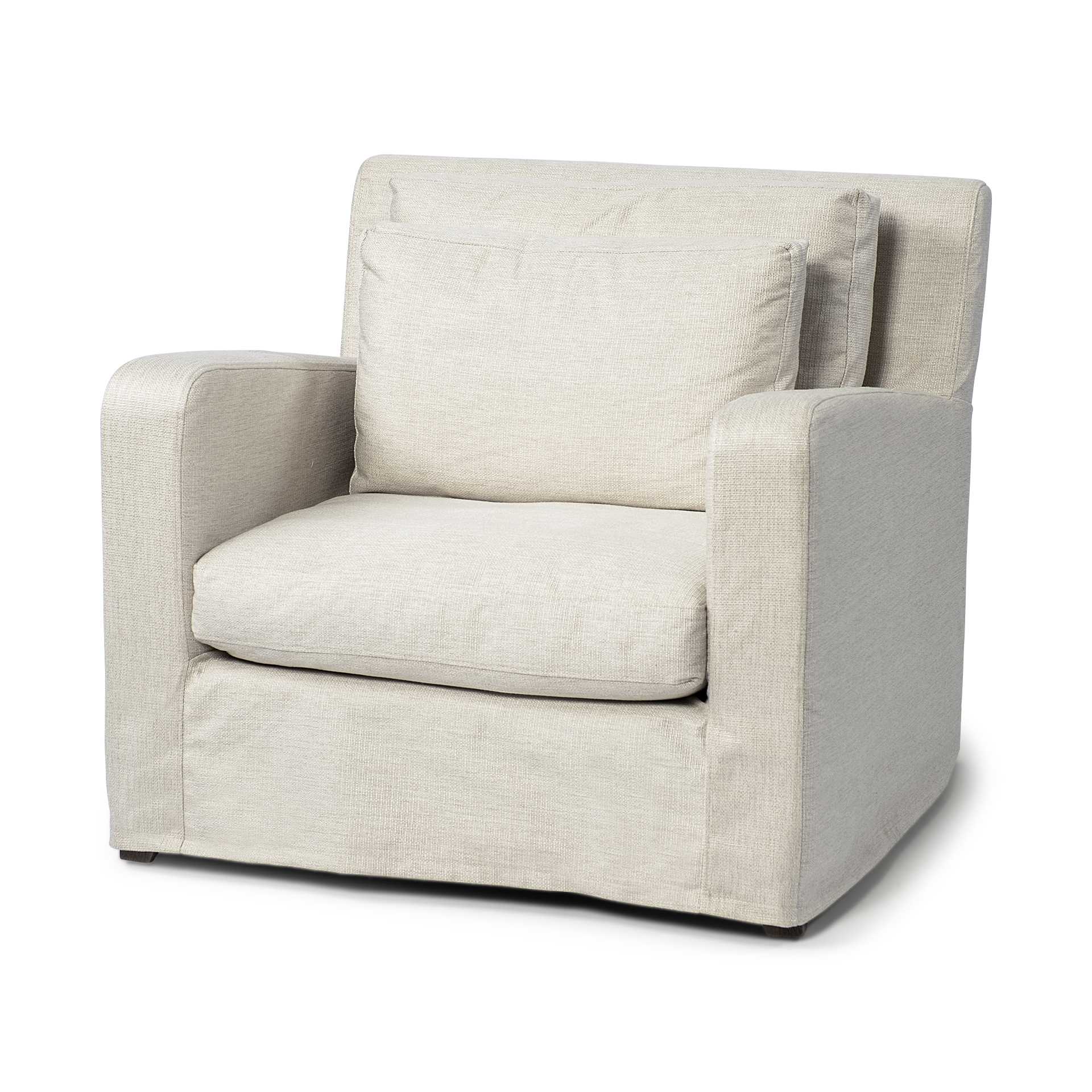 Cream Slipcover Upholstered Fabric Seating Wide Accent chair with Wooden Frame and Legs By Homeroots