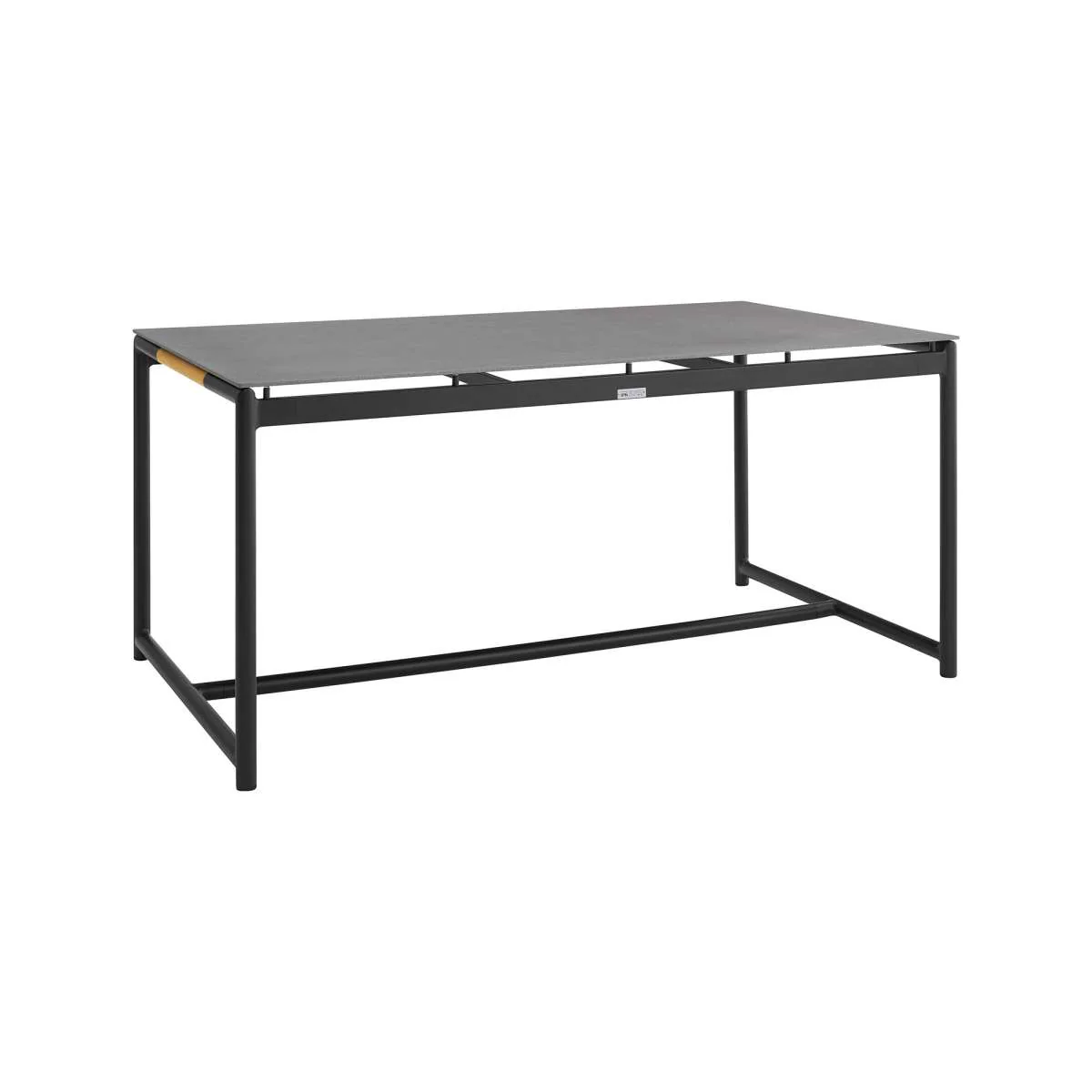 Crown 7 Piece Black Aluminum and Teak Outdoor Dining Set with Dark Gray Fabric By Armen Living - Image 7