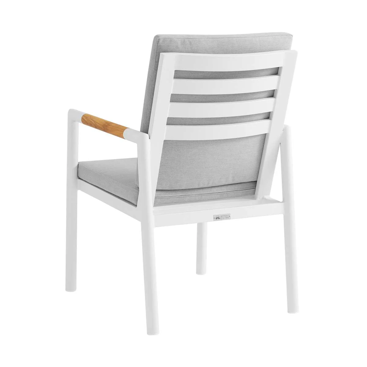 Crown Black Aluminum and Teak Outdoor Dining Chair with Dark Gray Fabric - Set of 2 By Armen Living - Image 9
