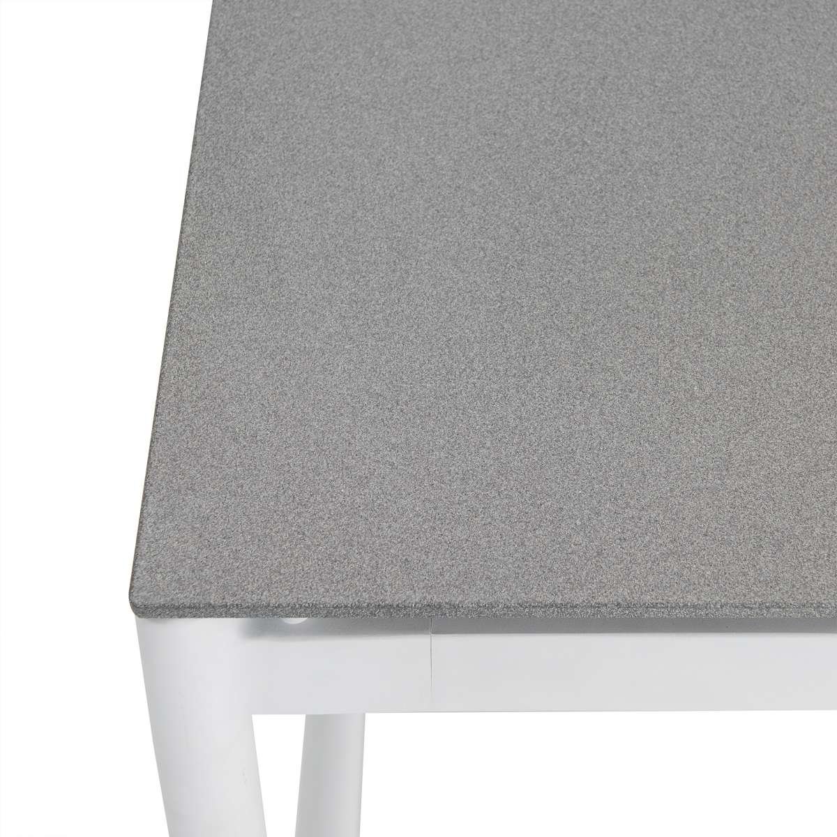 Crown Black Aluminum and Teak Outdoor Dining Table with Stone Top By Armen Living - Image 12