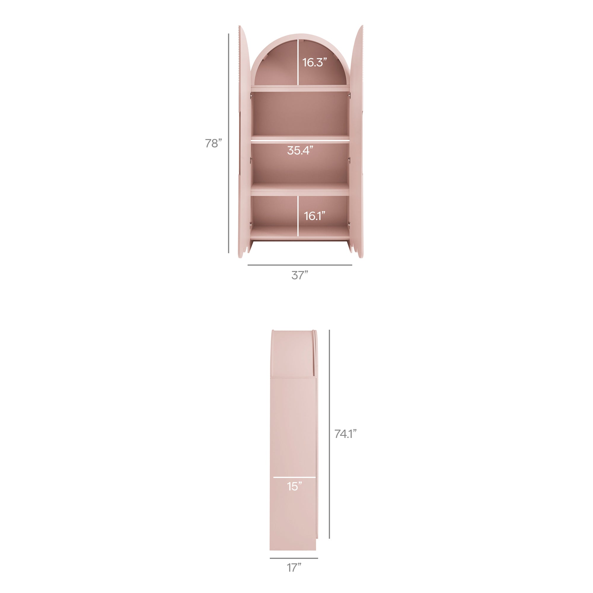 Dahlia 78 Inch Fluted and Scalloped Arched Storage Cabinet by Modway - Image 30