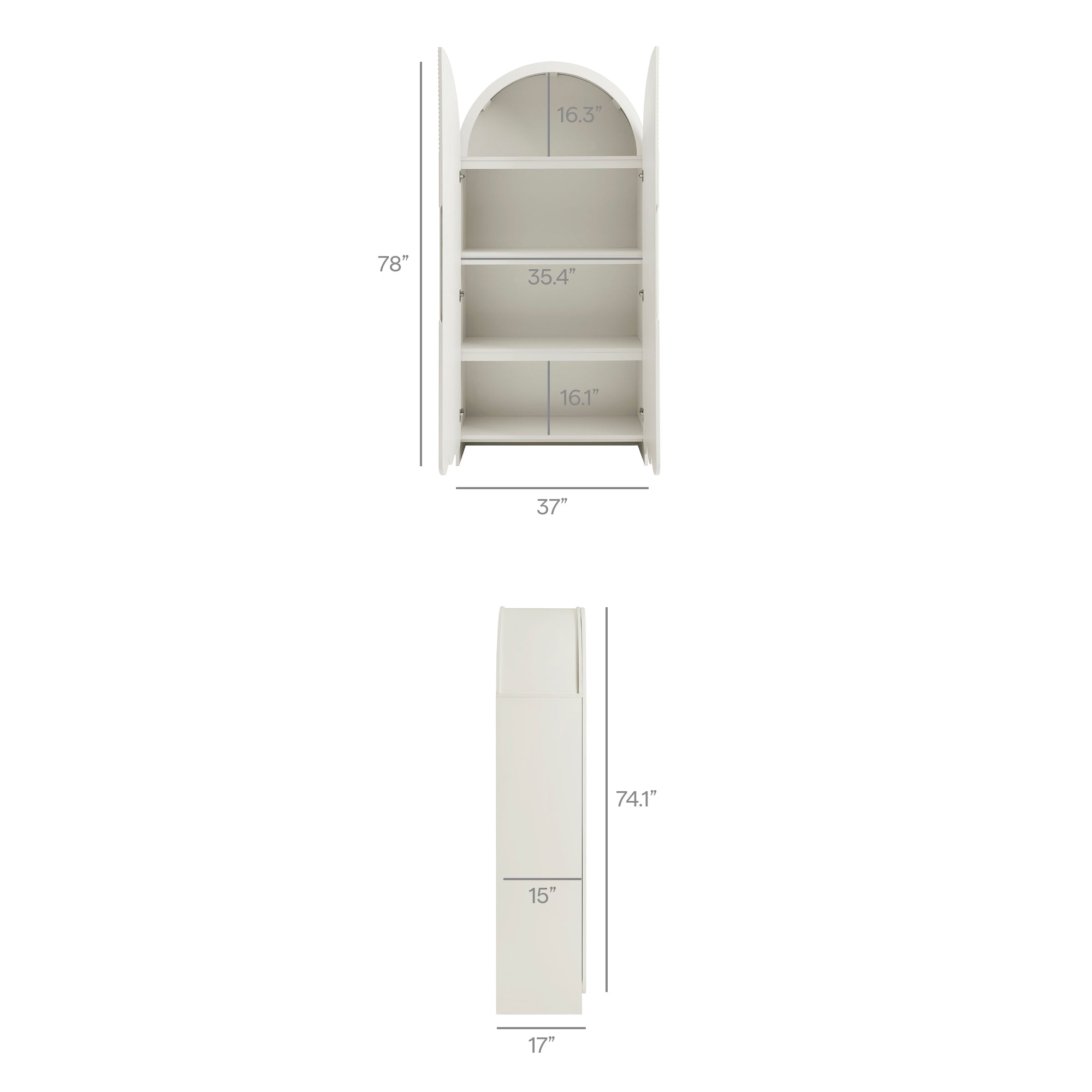 Dahlia 78 Inch Fluted and Scalloped Arched Storage Cabinet by Modway - Image 40