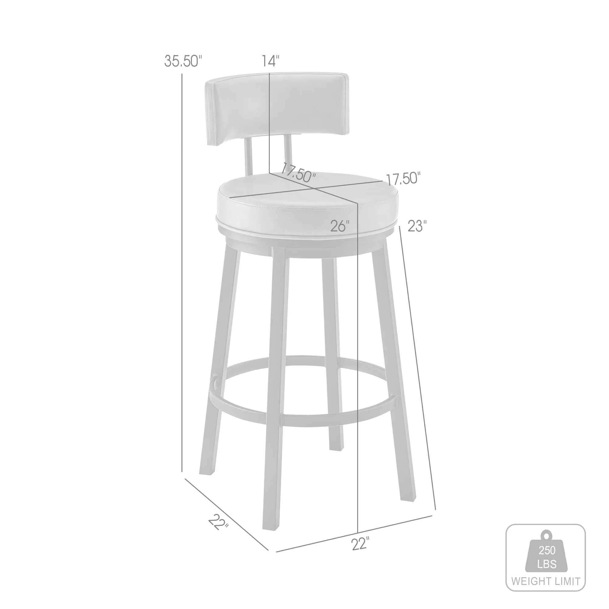 Dalza Swivel Counter or Bar Stool in Mocha Finish with Brown Faux Leather By Armen Living - Image 9