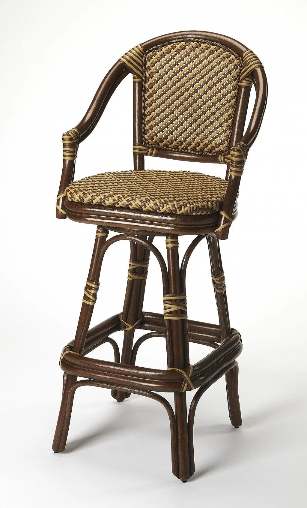 Dark Brown Rattan Bar Stool By Homeroots