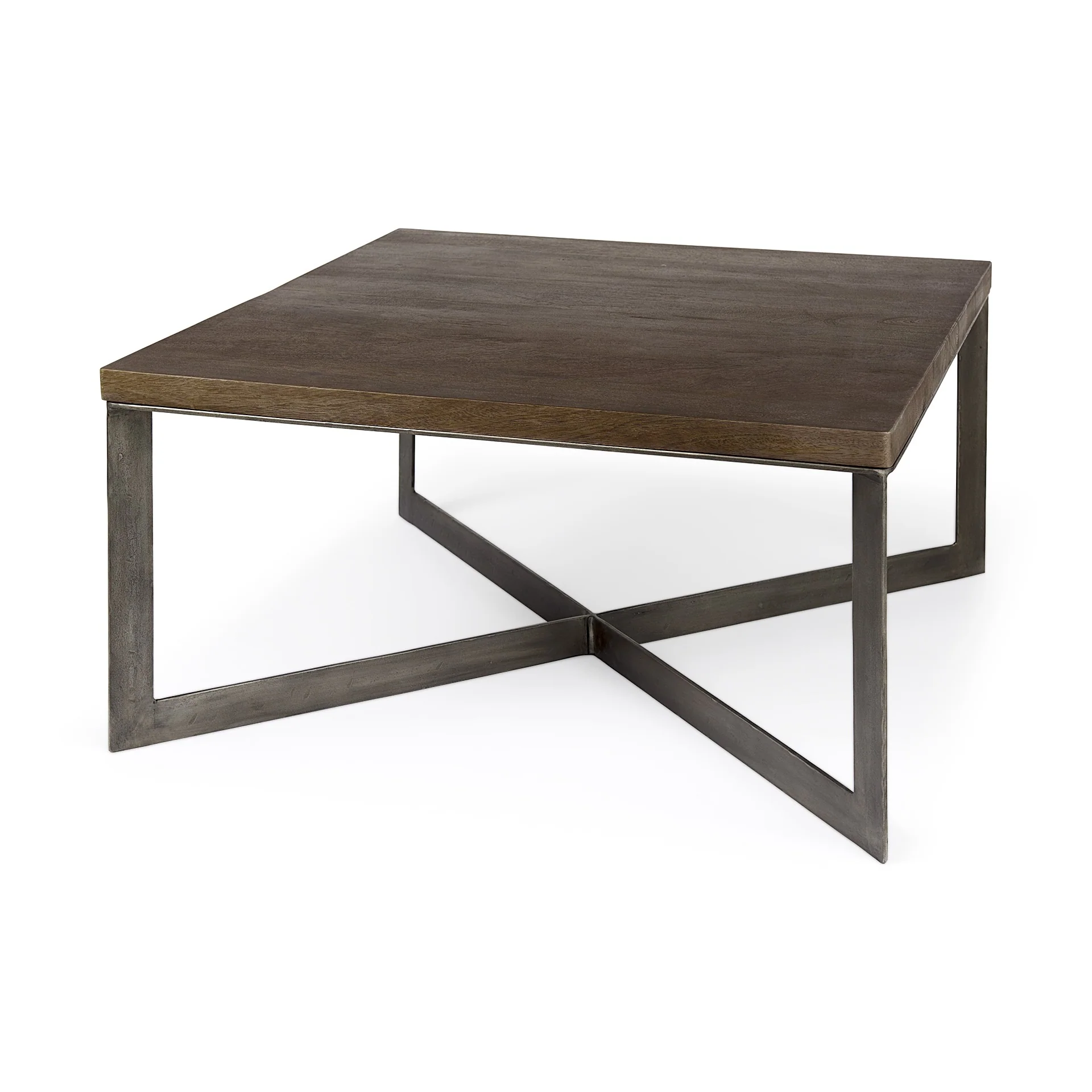 Dark Brown Wood and Metal Coffee Table By Homeroots
