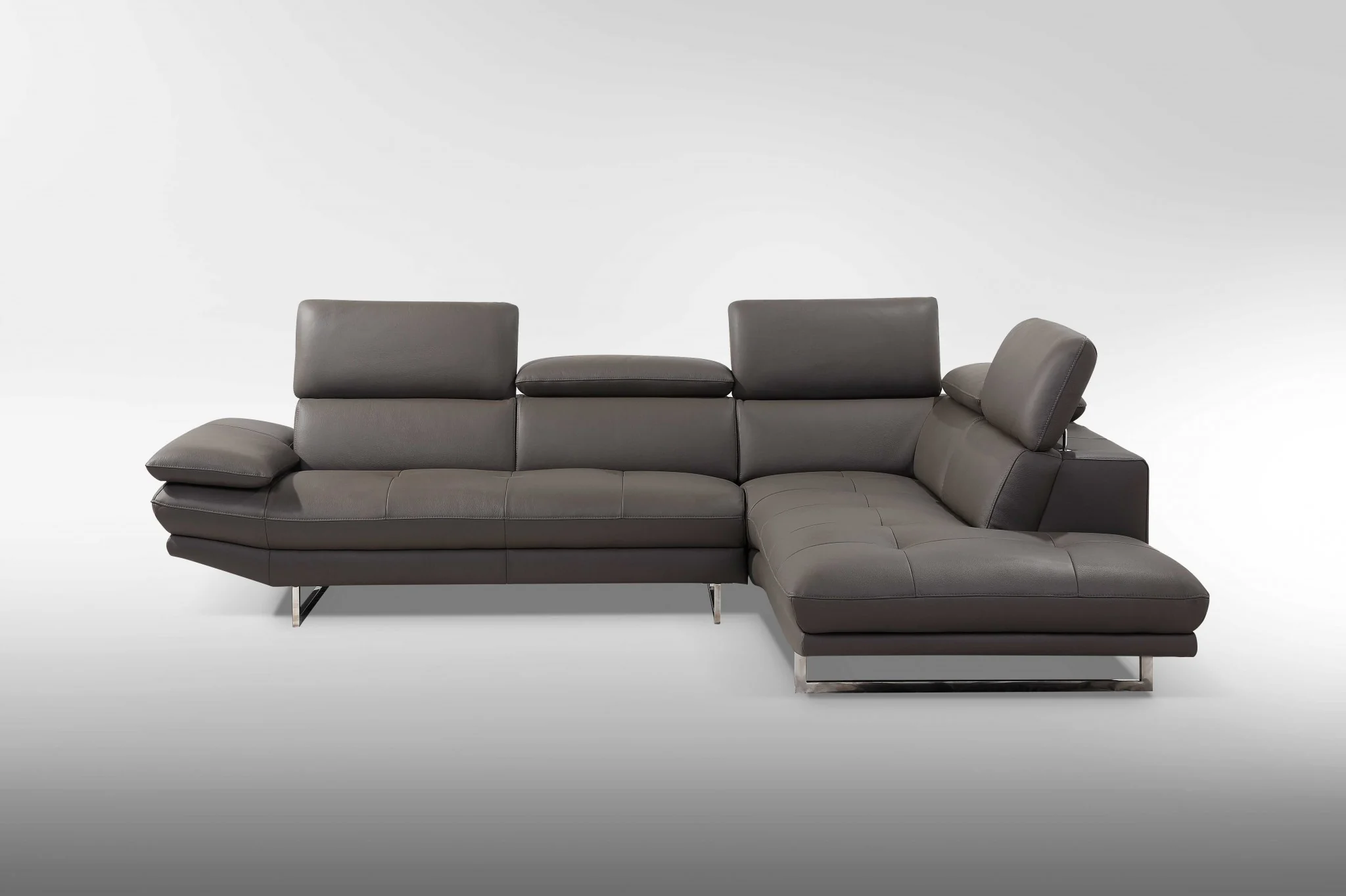 Dark Gray Leather Sectional and Chaise By Homeroots