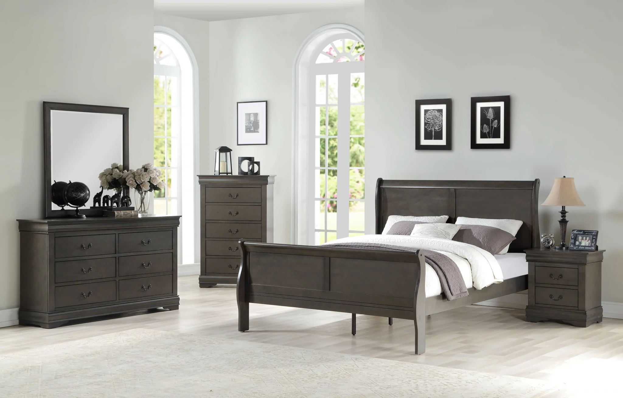 Dark Gray Wood Eastern King Bed By Homeroots