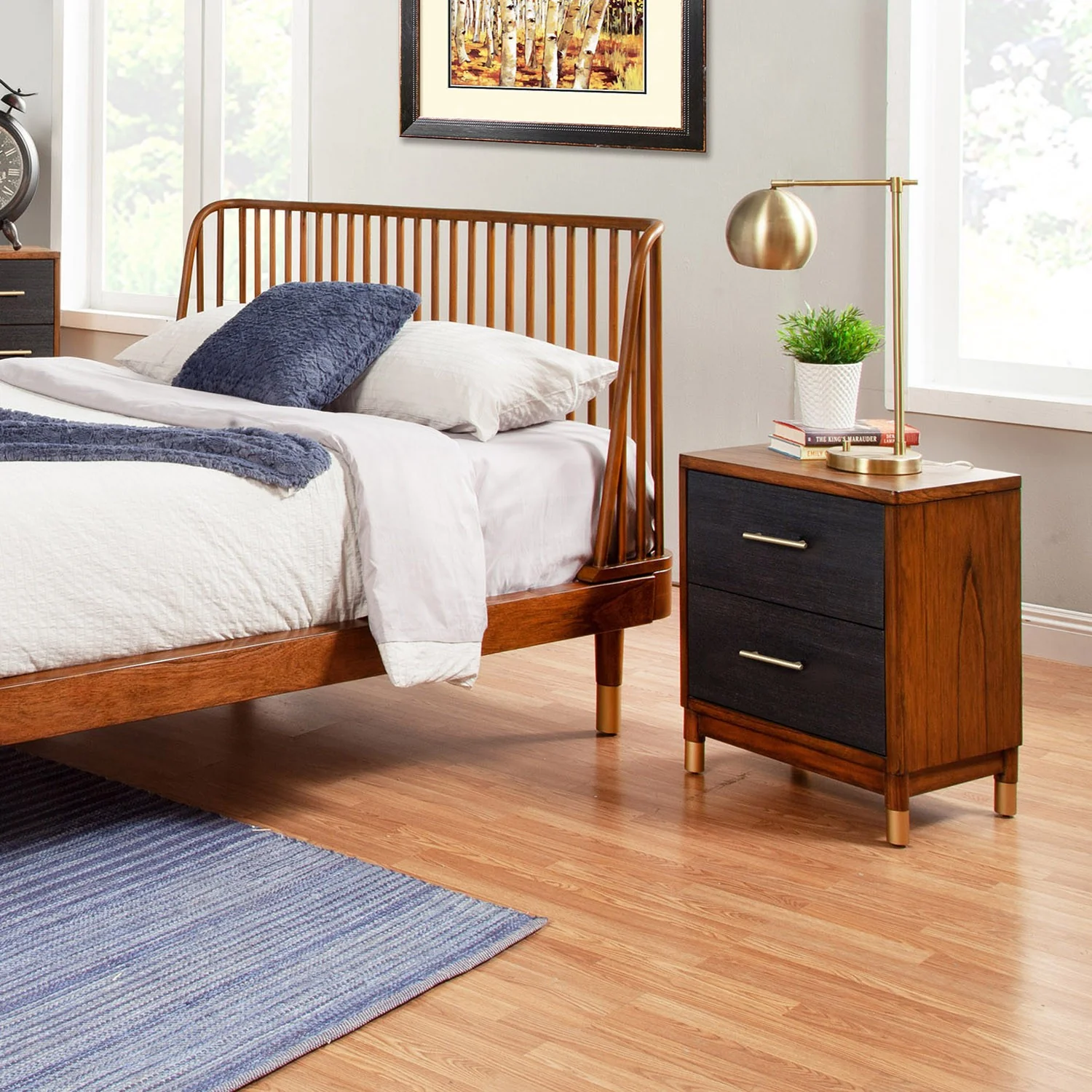 Dark Walnut And Black Mod Drawer Nightstand By Homeroots