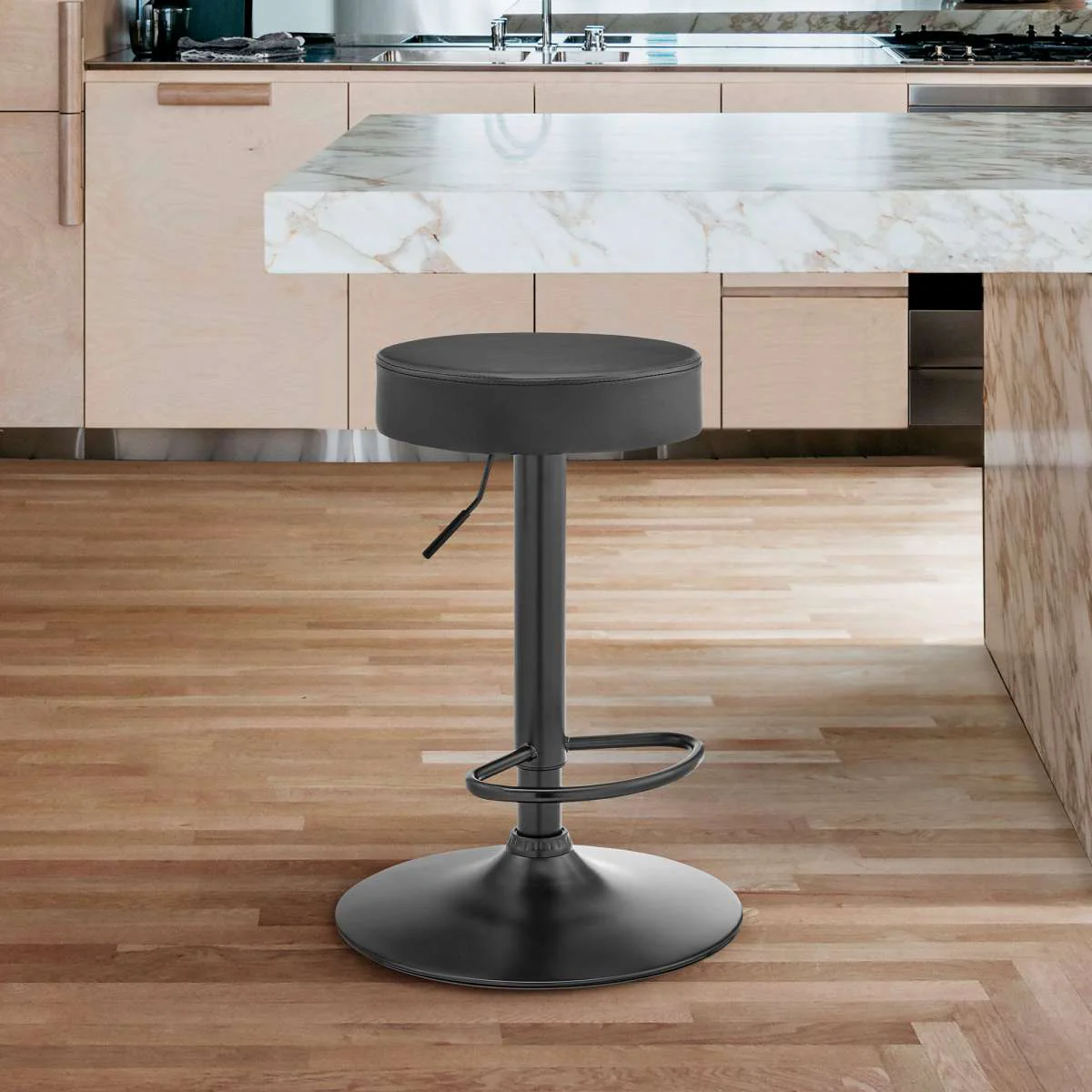Dax Backless Dark Gray Faux Leather Adjustable Height Bar Stool By Armen Living