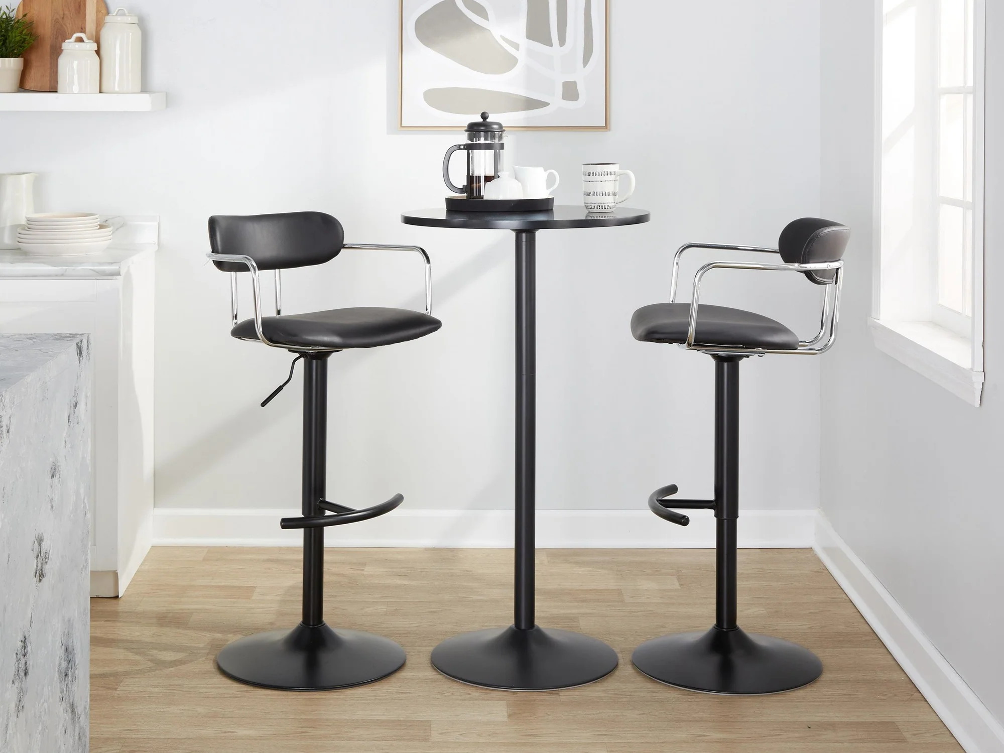 Demi Adjustable Barstool - Set of 2 By LumiSource - BS-DEMIPU-RT2 BKCHRBK2