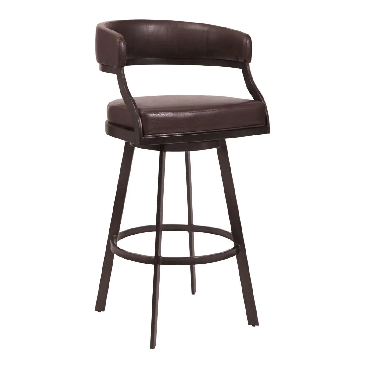 Dione 26" Counter Height Barstool in Auburn Bay and Brown Faux Leather By Armen Living