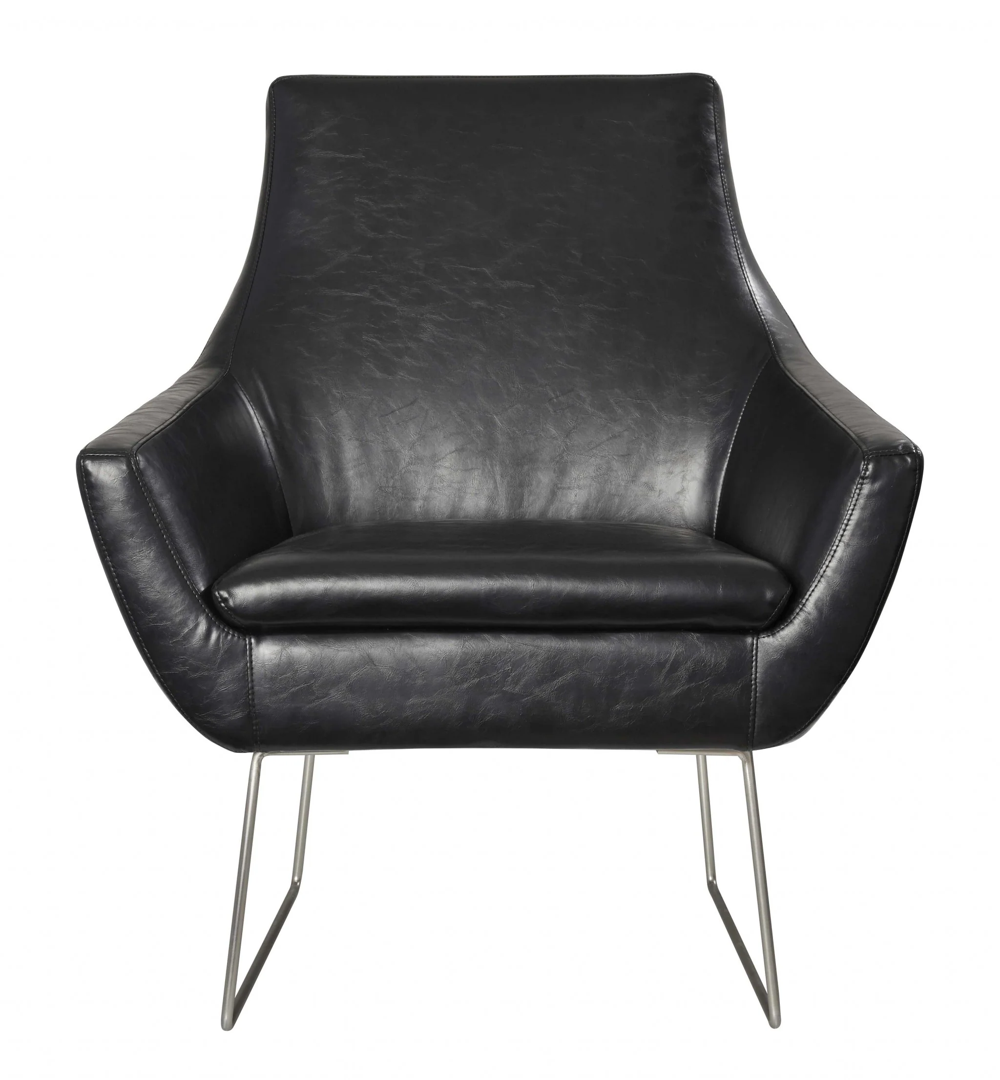 Distressed Black Faux Leather Armchair By Homeroots