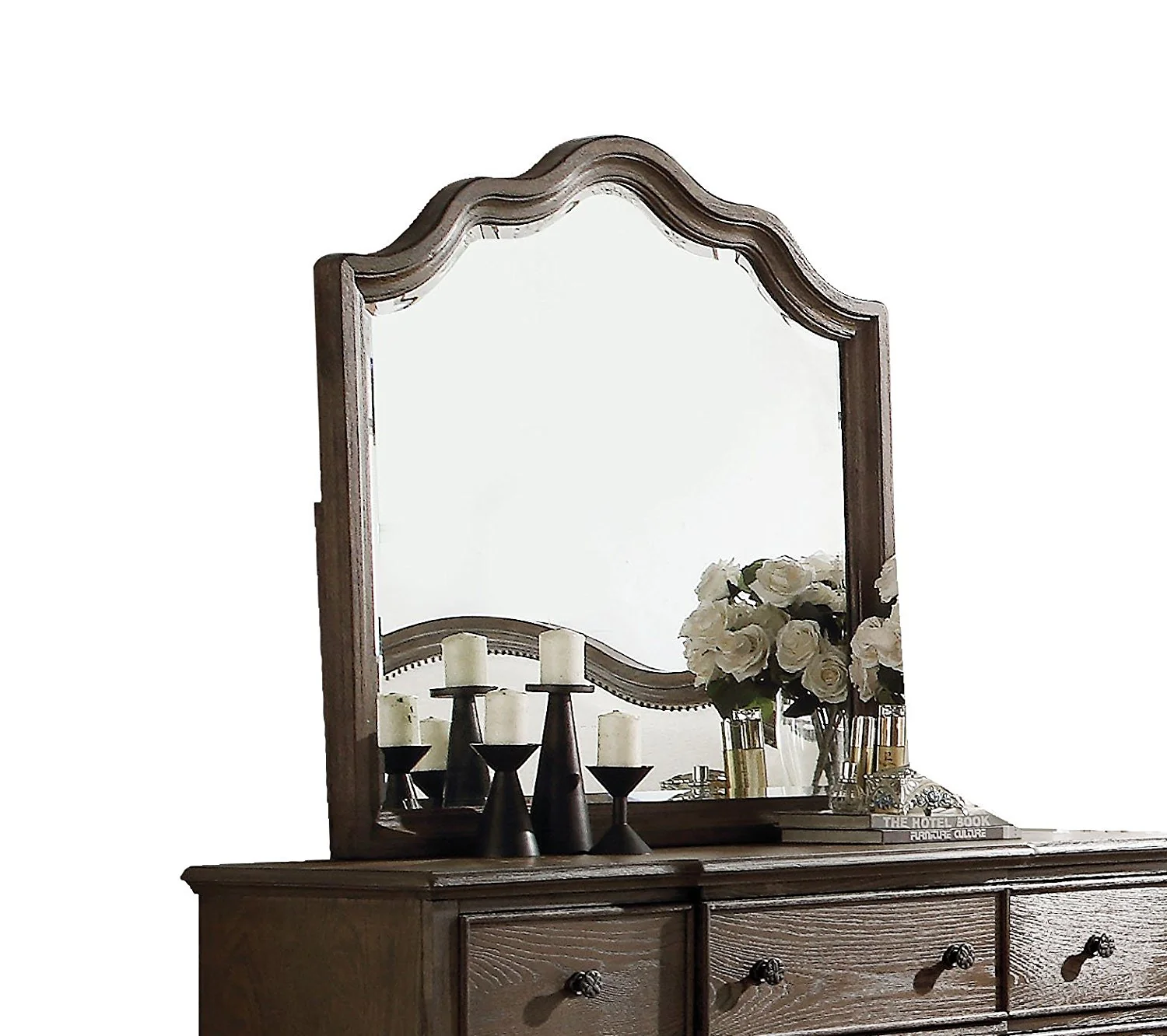 Distressed Grey Finish Beveled Wall Mirror By Homeroots