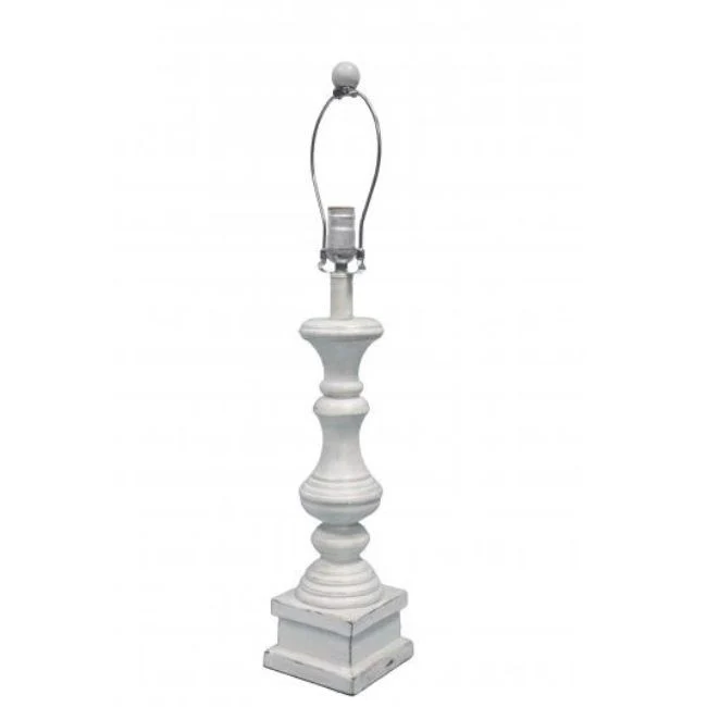 Distressed Whitewash Squared Candlestick Lamp Base By Homeroots