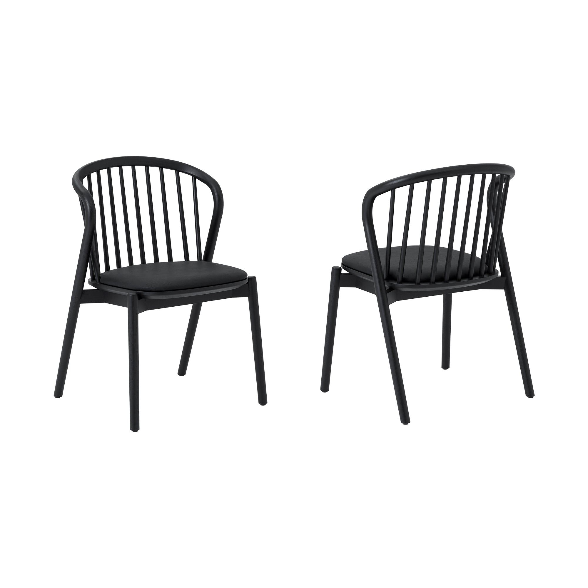 Echo Black Oak Wood and Faux Leather Dining Chairs - Set of 2 By Armen Living - Image 3