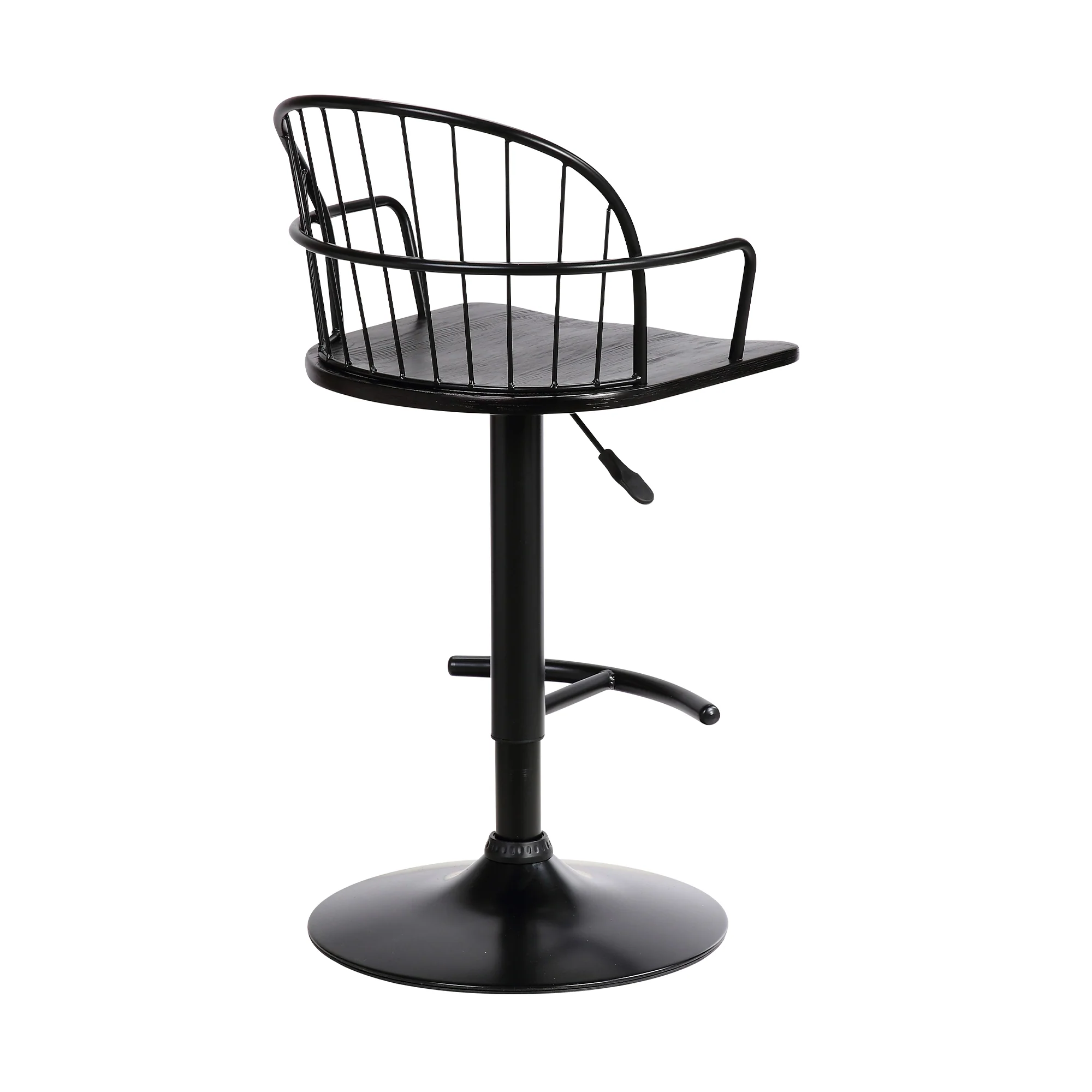 Edward Adjustable Black Wood and Metal Barstool  By Armen Living - Image 4
