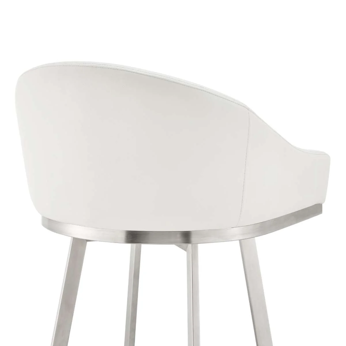 Eleanor 26" Swivel Counter Stool in Brushed Stainless Steel with White Faux Leather By Armen Living - Image 8