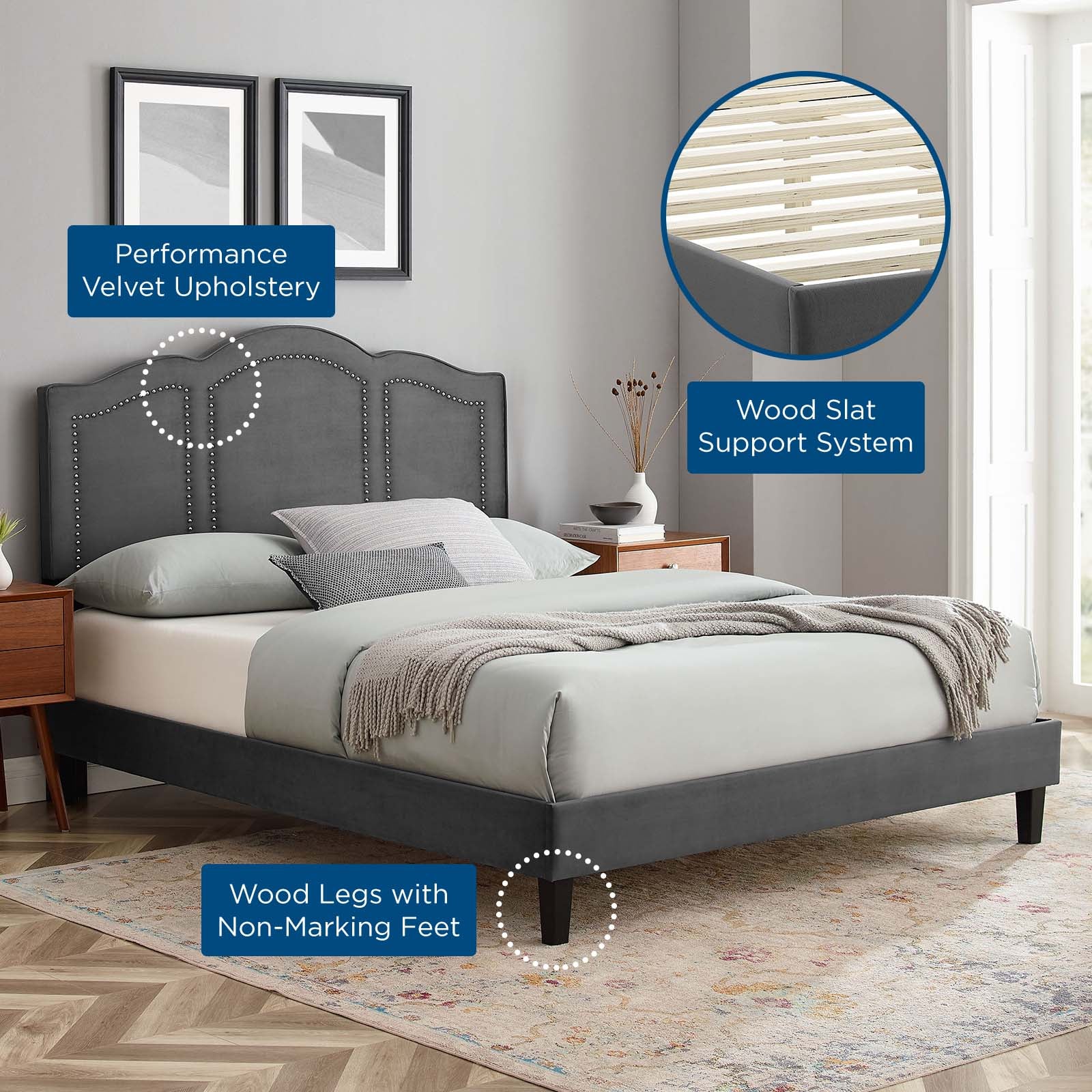 Emerson Performance Velvet Full Platform Bed By Modway - MOD-6855 - Image 6