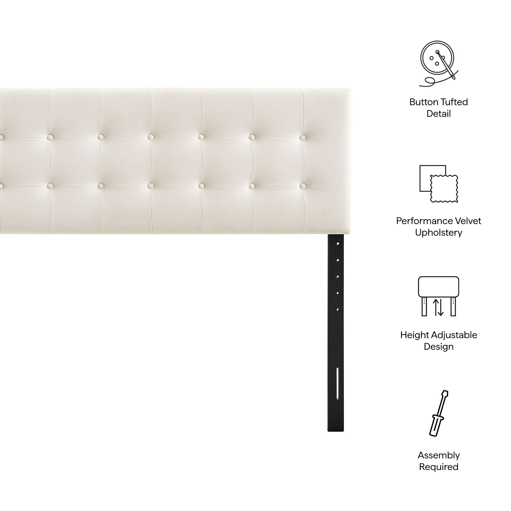 Emily Stain-Resistant Performance Velvet Full Size Headboard by Modway - Image 7