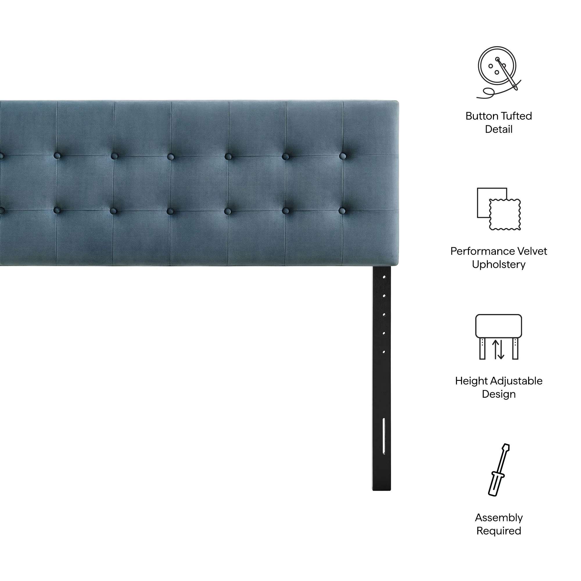 Emily Stain-Resistant Performance Velvet King Size Headboard by Modway - Image 15