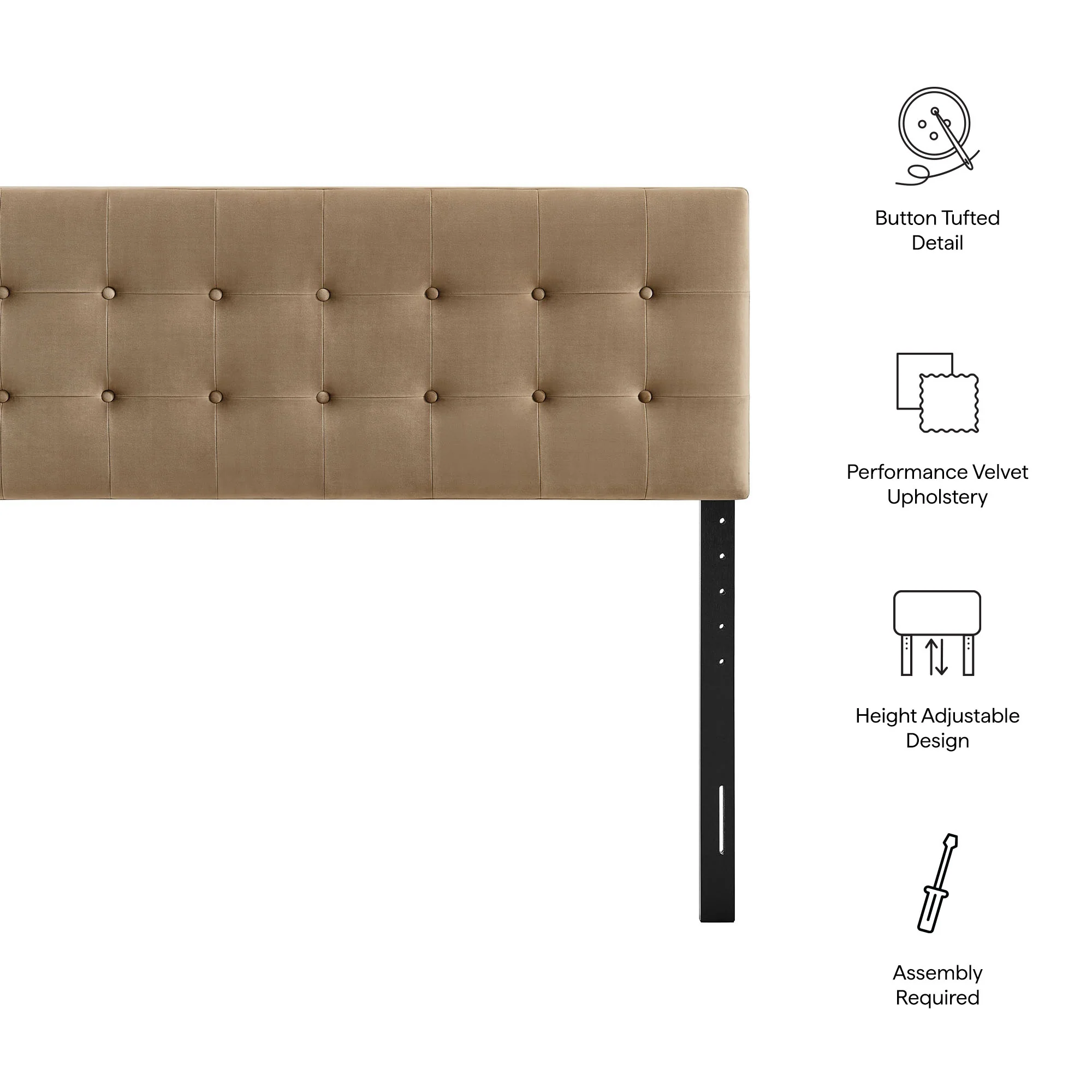Emily Stain-Resistant Performance Velvet Queen Size Headboard by Modway - Image 55