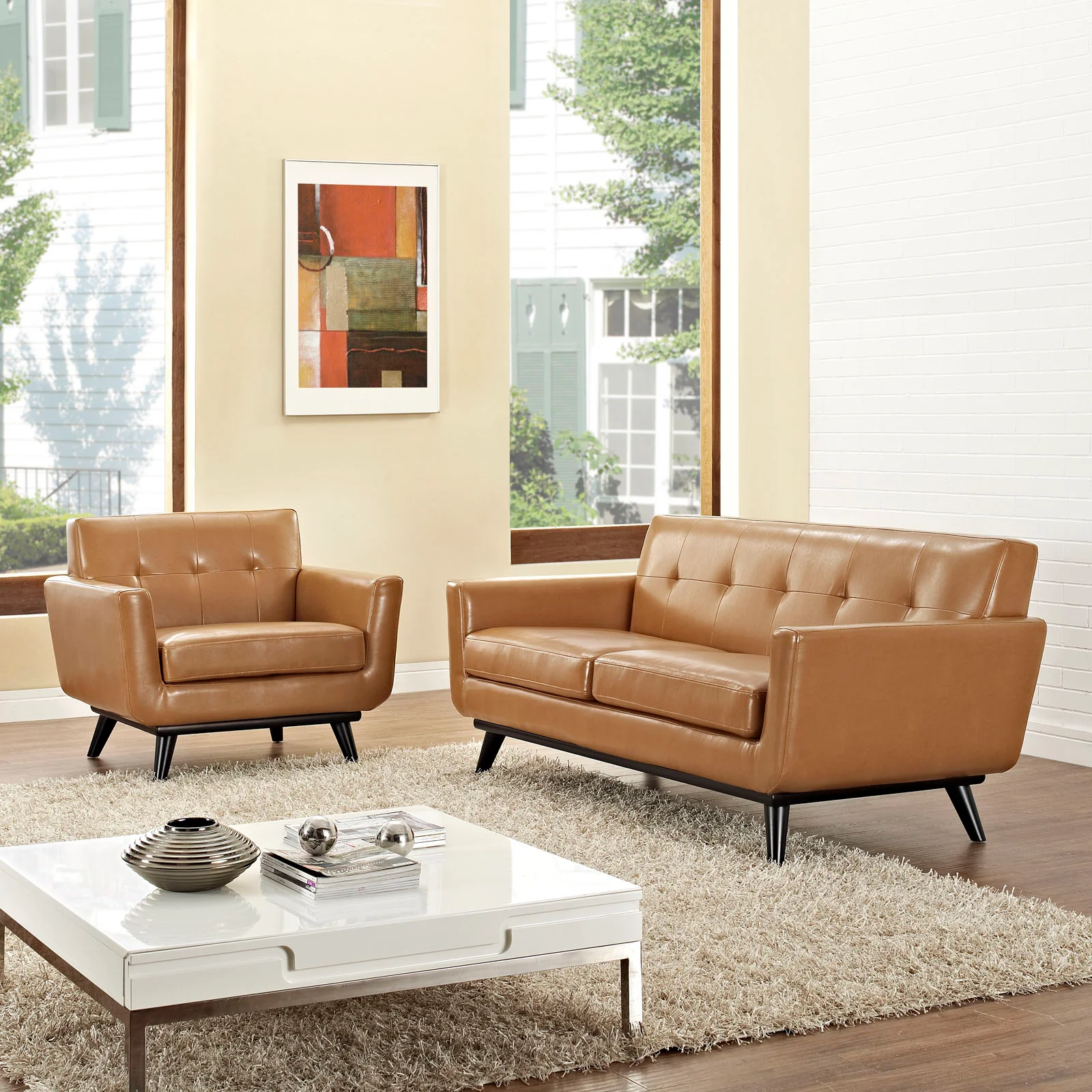 Engage 2 Piece Leather Living Room Set By Modway - EEI-1765