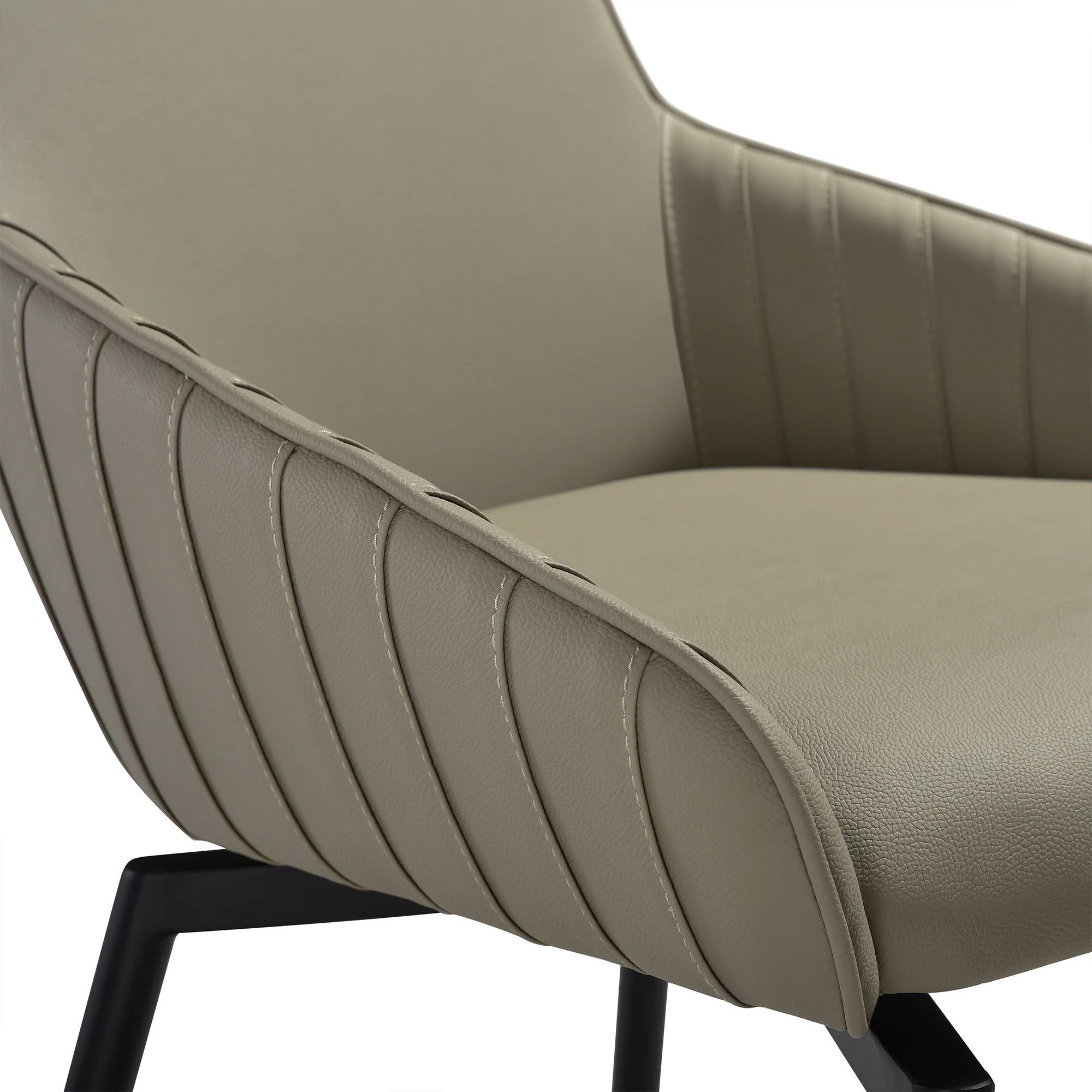 Esme Shilo 7 Piece Dining Set Taupe with Gray Faux Leather Chairs By Armen Living - Image 7