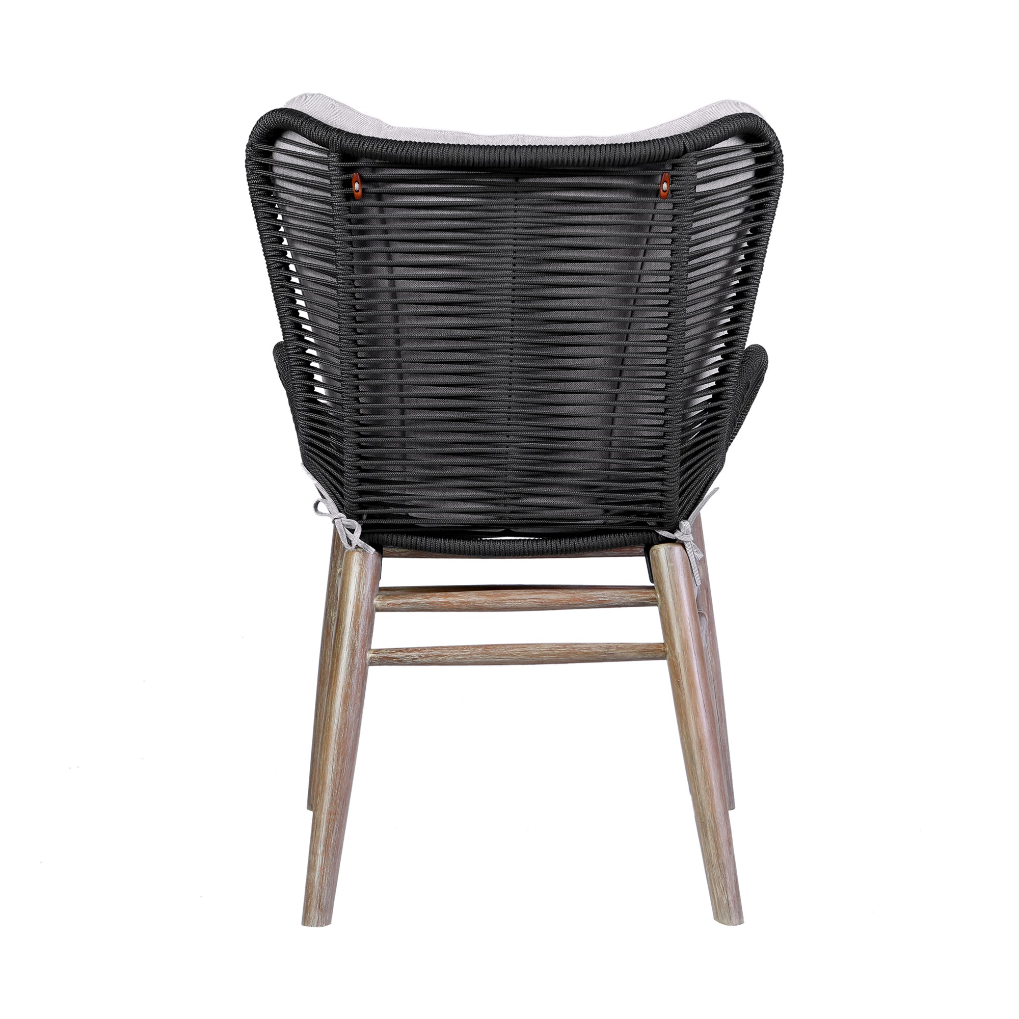 Fanny Outdoor Patio Dining Chair in Light Eucalyptus Wood and Charcoal Rope By Armen Living - Image 8