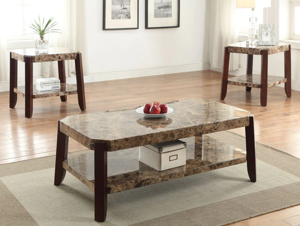 Faux Marble And Brown End Table By Homeroots