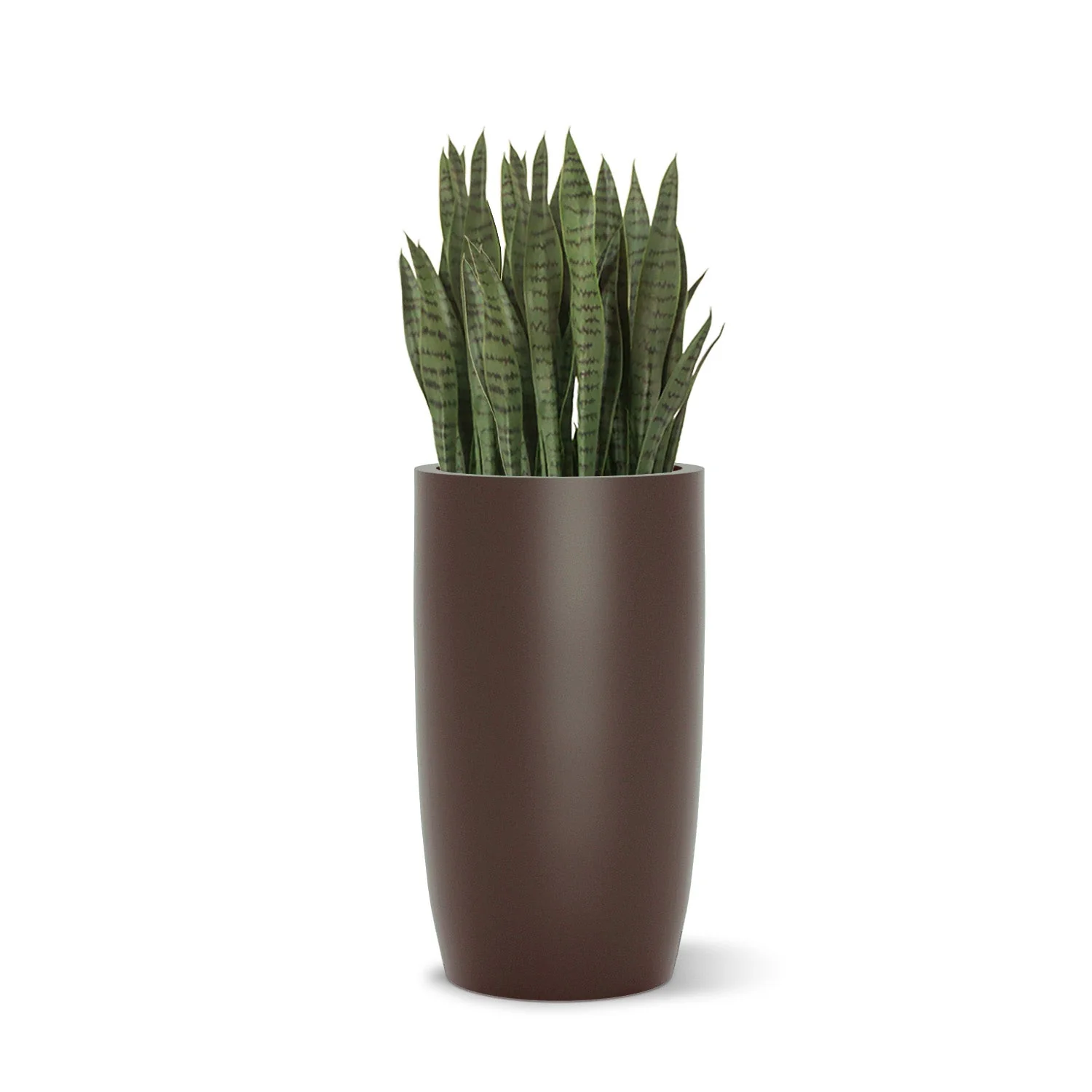 Fiberglass: Barrel 25.5"H Planter, Brown DK By Gold Leaf - Image 4