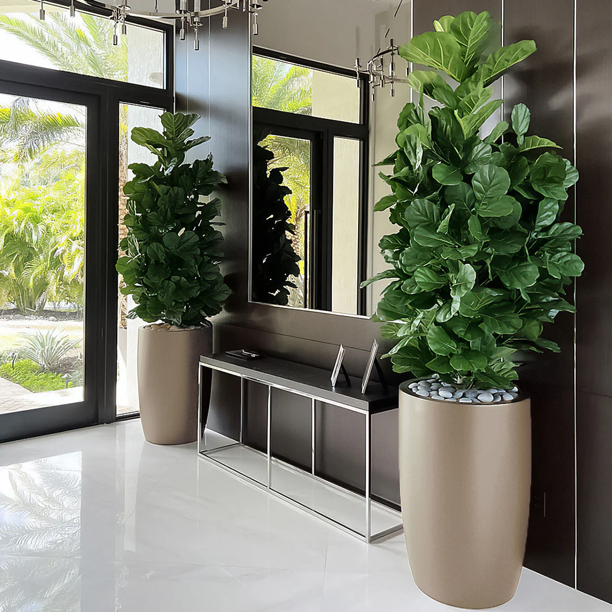Fiberglass: Barrel 36.5"H Planter, Beige By Gold Leaf