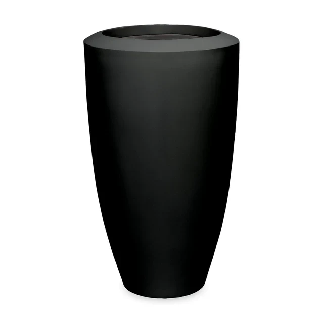 Fiberglass Large Barrel Planter, Black By Gold Leaf Design Group