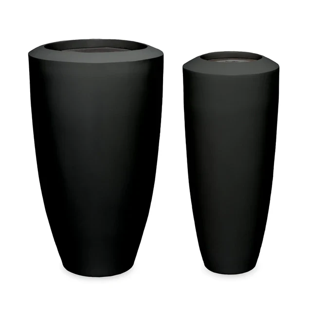 Fiberglass Small Barrel Planter Black Satin or Gloss By Gold Leaf Design Group - Image 2