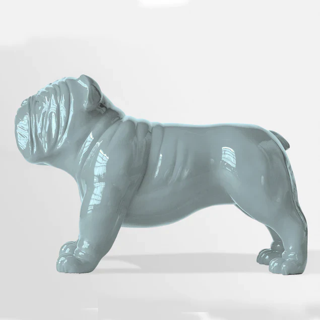 Fiberglass UV Bulldog Outdoor Large Sculpture, Smokey By Gold Leaf Design Group